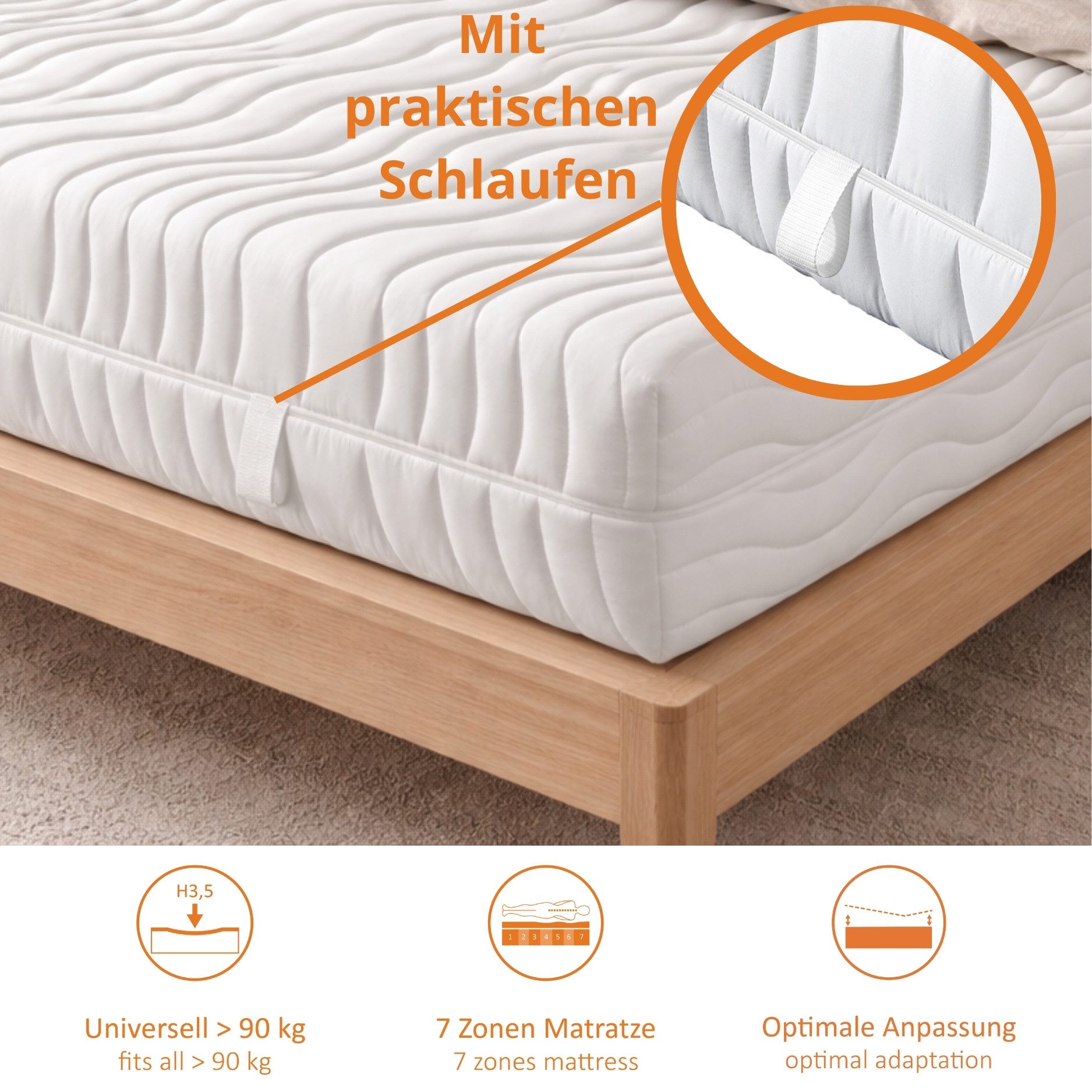 Komfortschaummatratze Innovation 400 XXL, sleepling, 25 cm hoch, mit Viscoauflage, Bezug waschbar