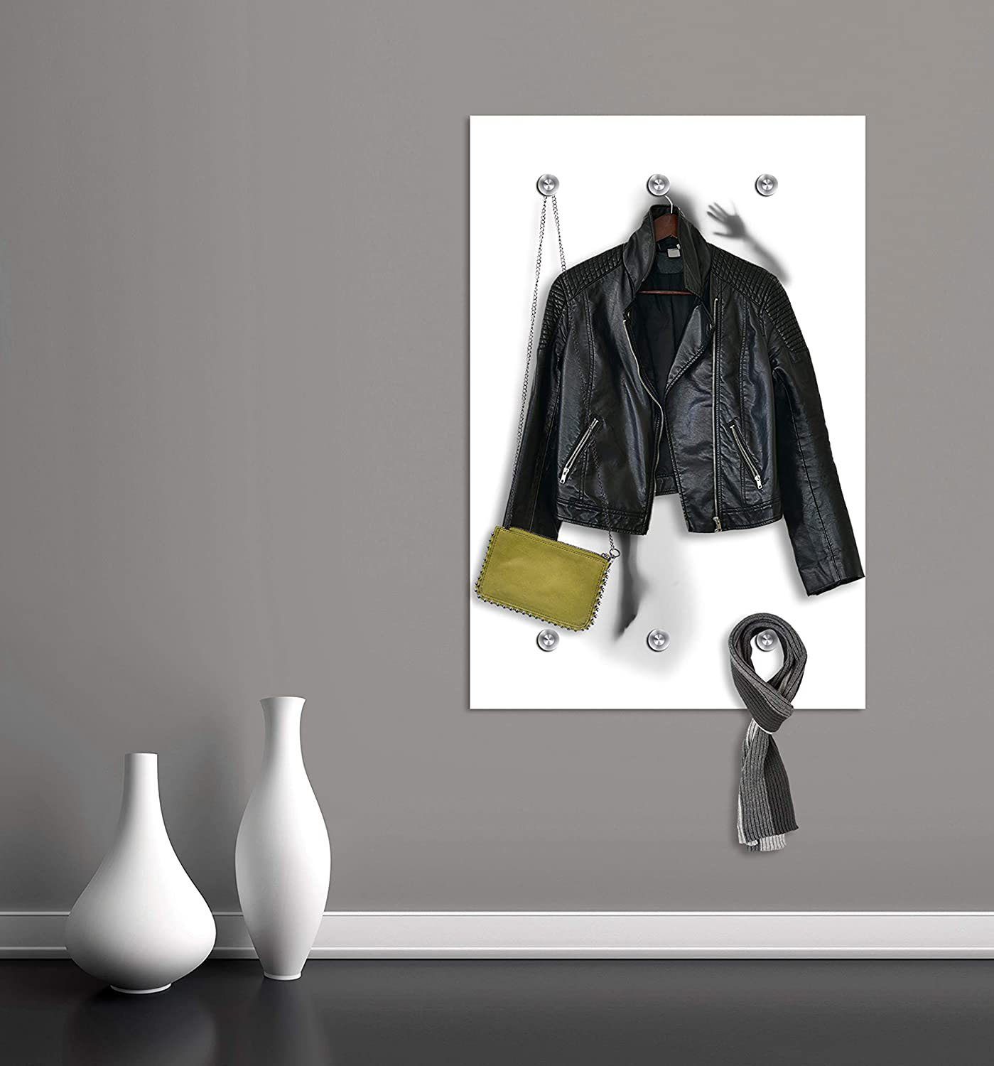 queence Garderobenleiste Girlsclub, Wand Garderobe, stylisch, weiß, platzsparend