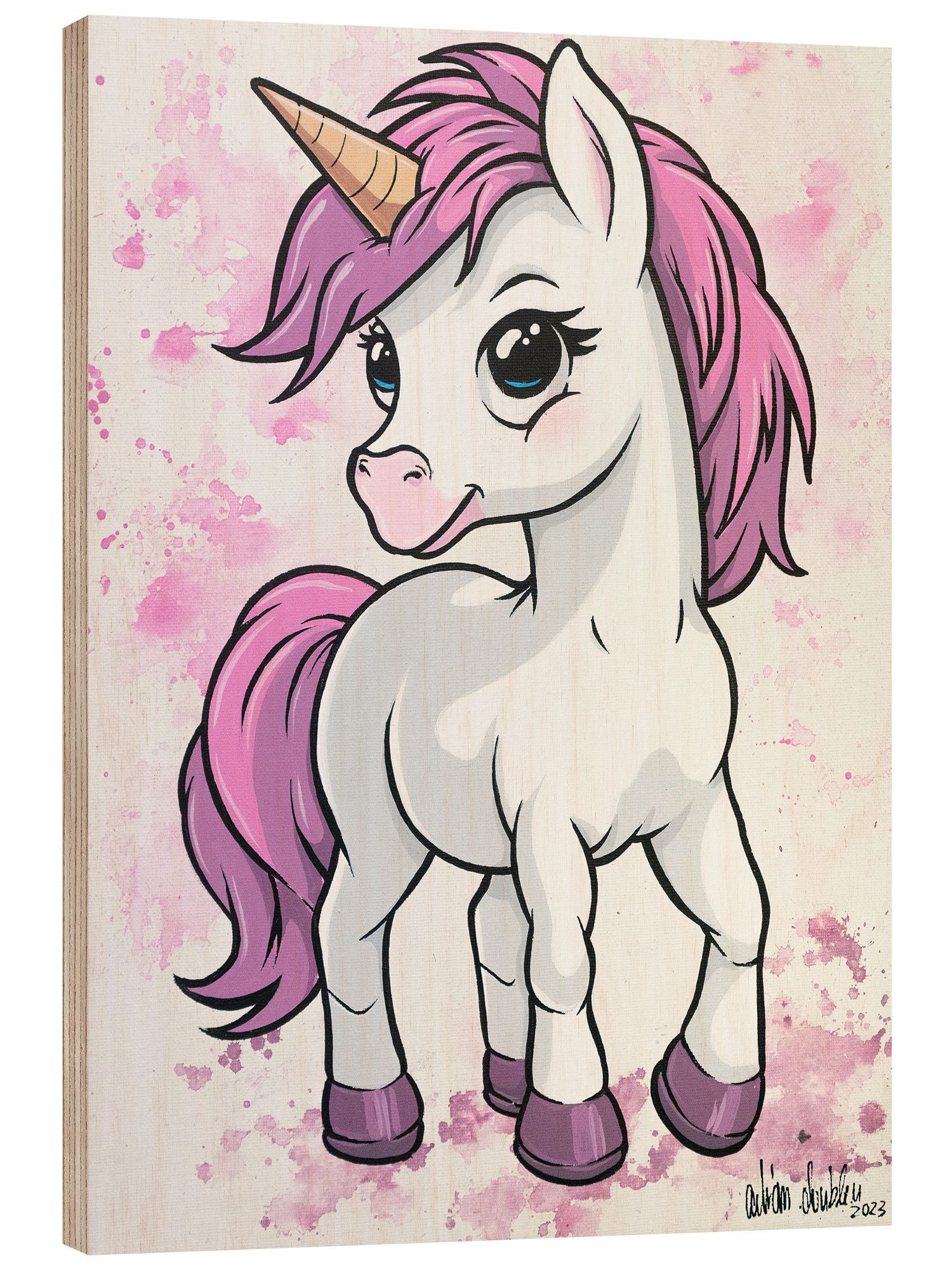 Posterlounge Wandbild Kleines Einhorn, A.DOUBLE.U, erhältlich als Poster, Leinwandbild, Wandsticker oder Acrylglasbild