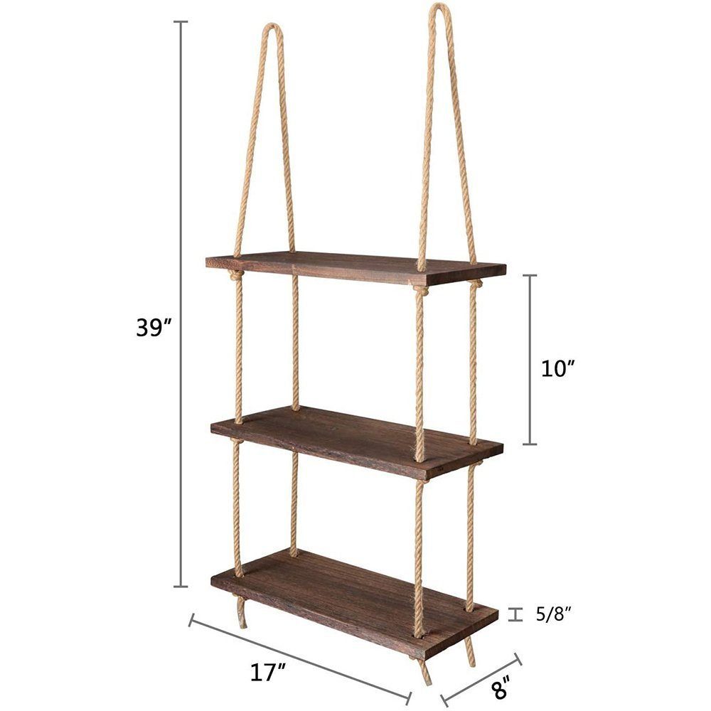 und Lagerregal Hölzernes 1-tlg. Regal rotierendes sortierendes TUABUR Rack, Hanfseil