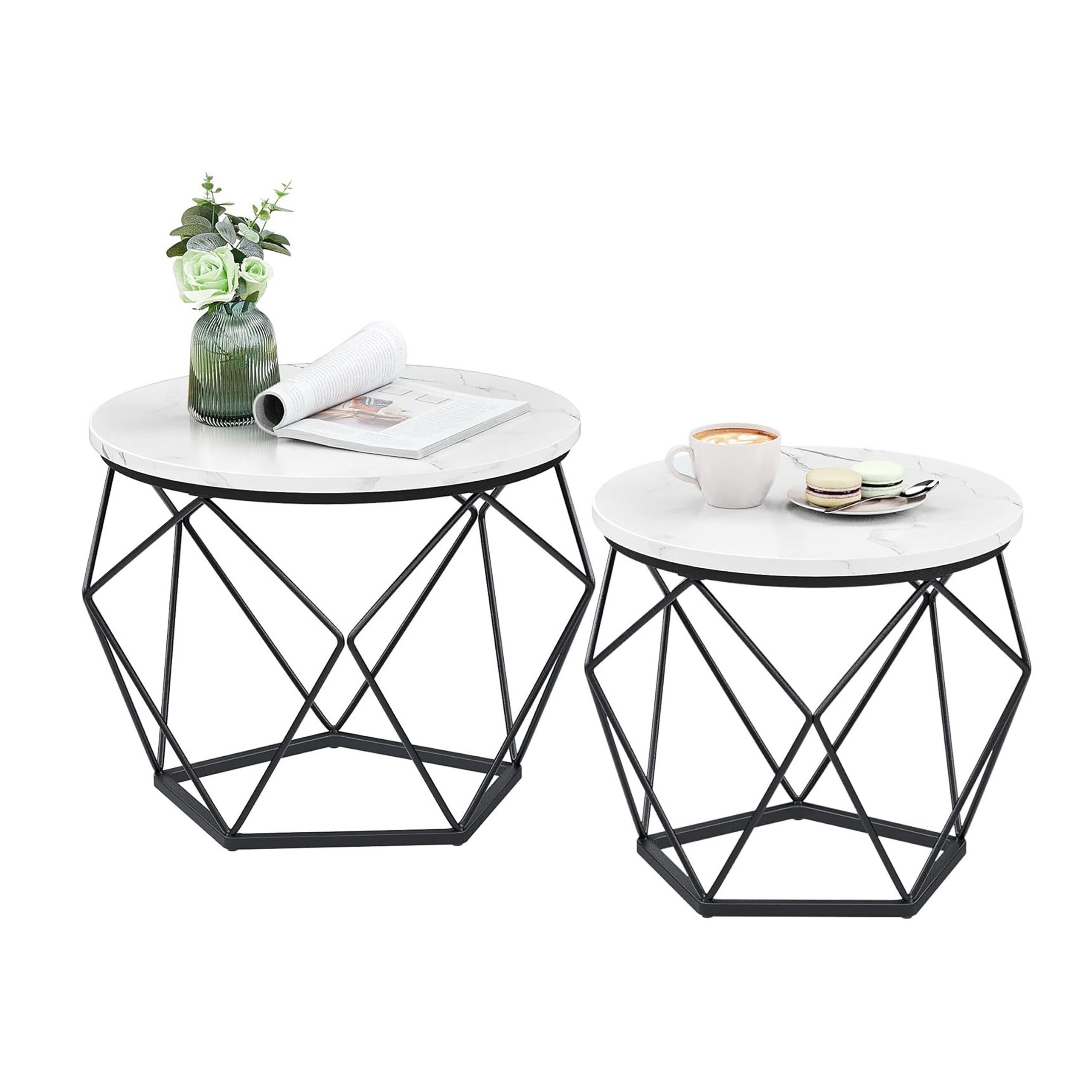 relaxdays Couchtisch 2er Set (2-teiliges Set), Weiß-Schwarz günstig online kaufen