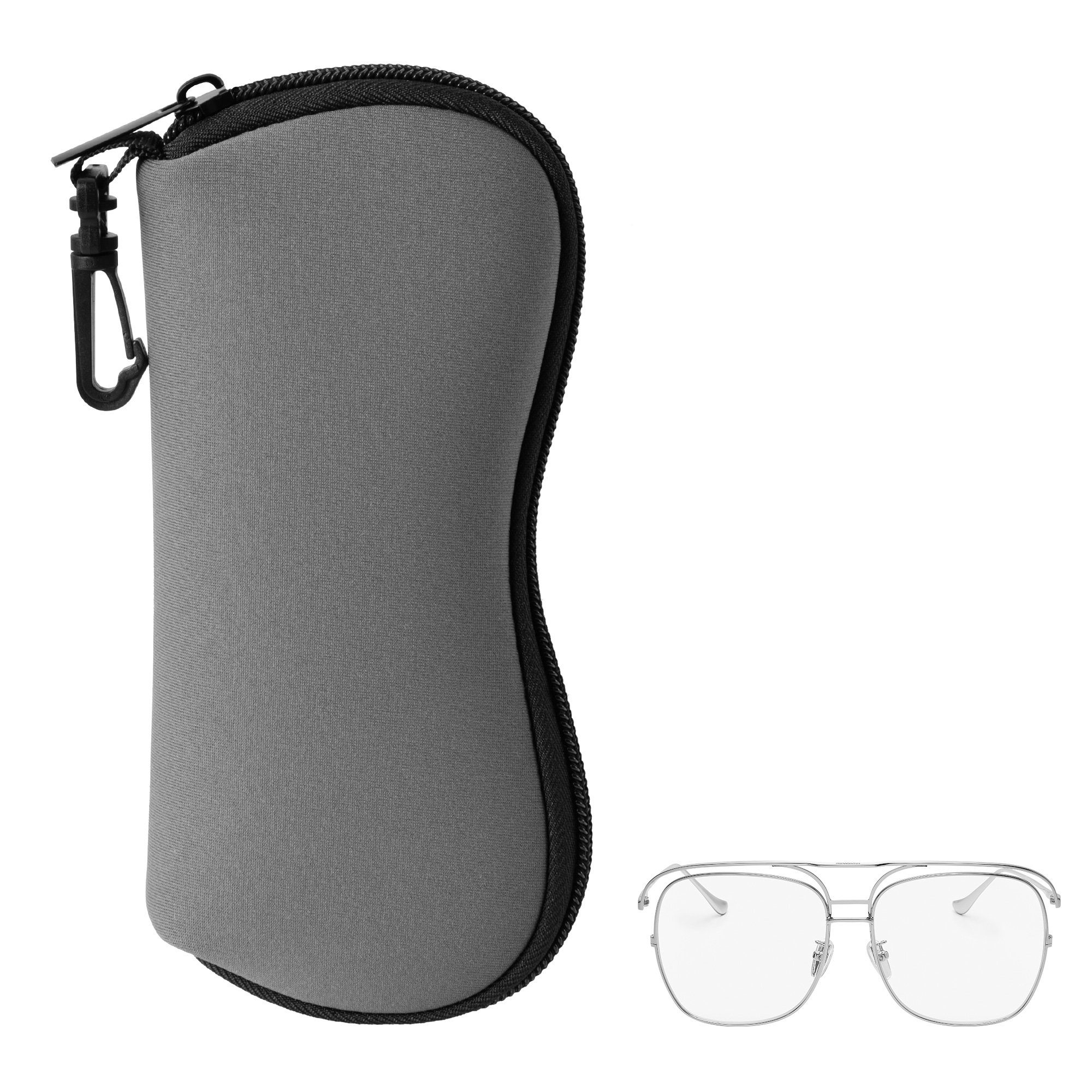 kwmobile Brillenetui Brillenetui aus Neopren - weiche Tasche für Brille oder Sonnenbrille, Etui Case mit Karabiner zum Anhängen