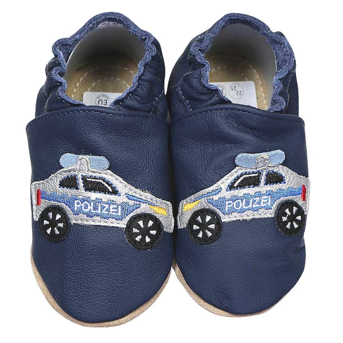 HOBEA-Germany Kitaschuhe Polizeiauto dunkelblau 20/21 (12 - 18 Monate) Lauflernschuh