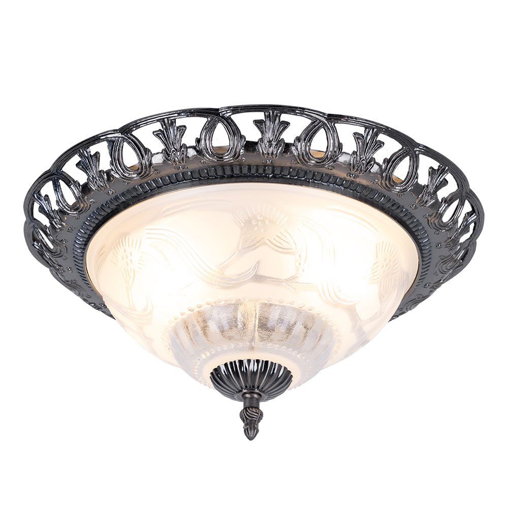 GLOBO LIGHTING Deckenleuchte, Leuchtmittel nicht inklusive, Deckenlampe Wohnzimmerleuchte Antik Glasschirm Perlmutt weiß