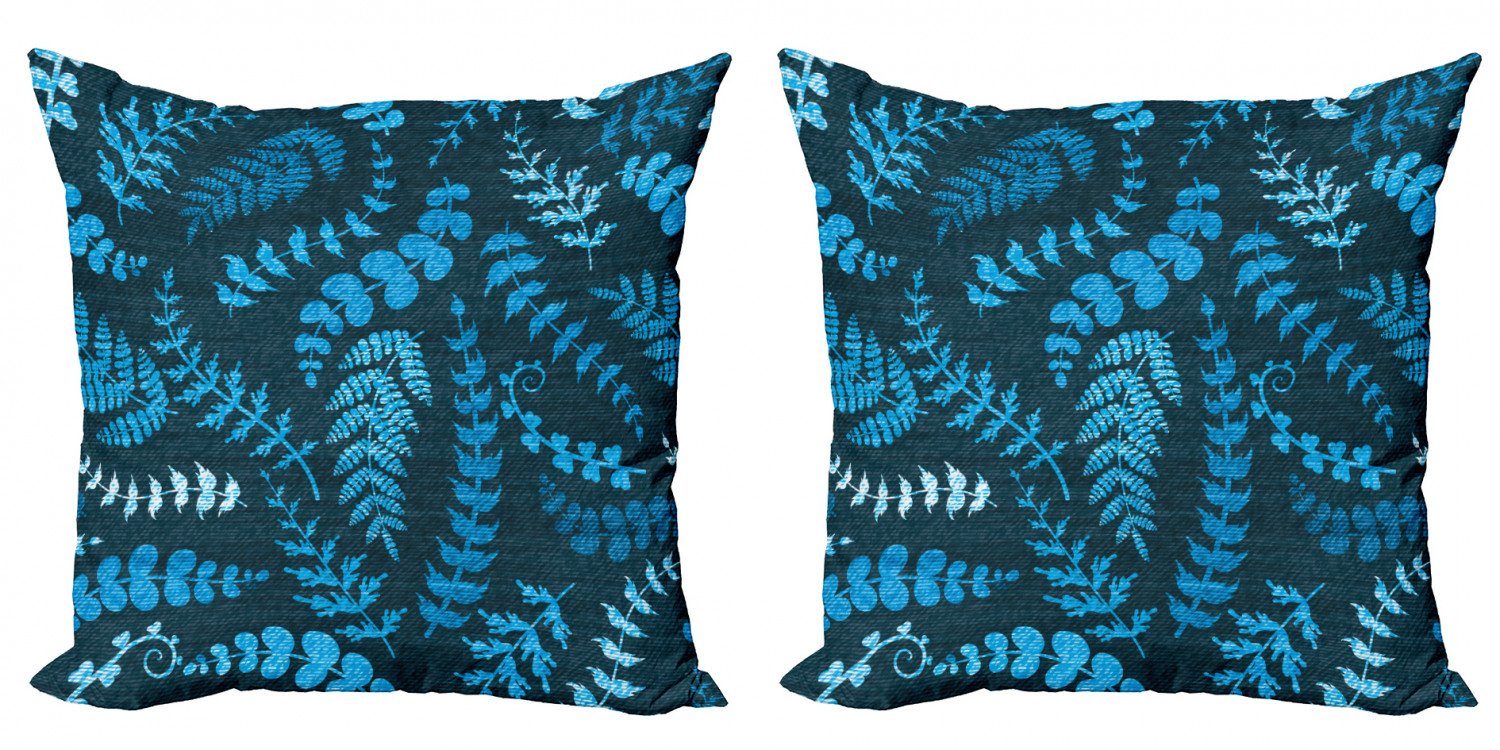 Blätter Stück), Blumenstrudel Blau Kissenbezüge Abakuhaus Modern (2 Doppelseitiger Accent Digitaldruck, Ast