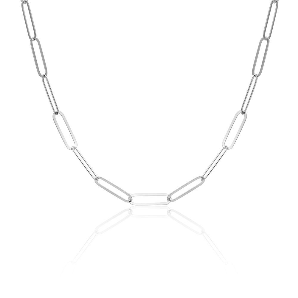 Miore Kette ohne Anhänger für Damen 925 Silber oder Silber 18K vergoldet - Paperclip 4,5 x 4,3mm, 43 mm Kettenlänge - Made in Italy