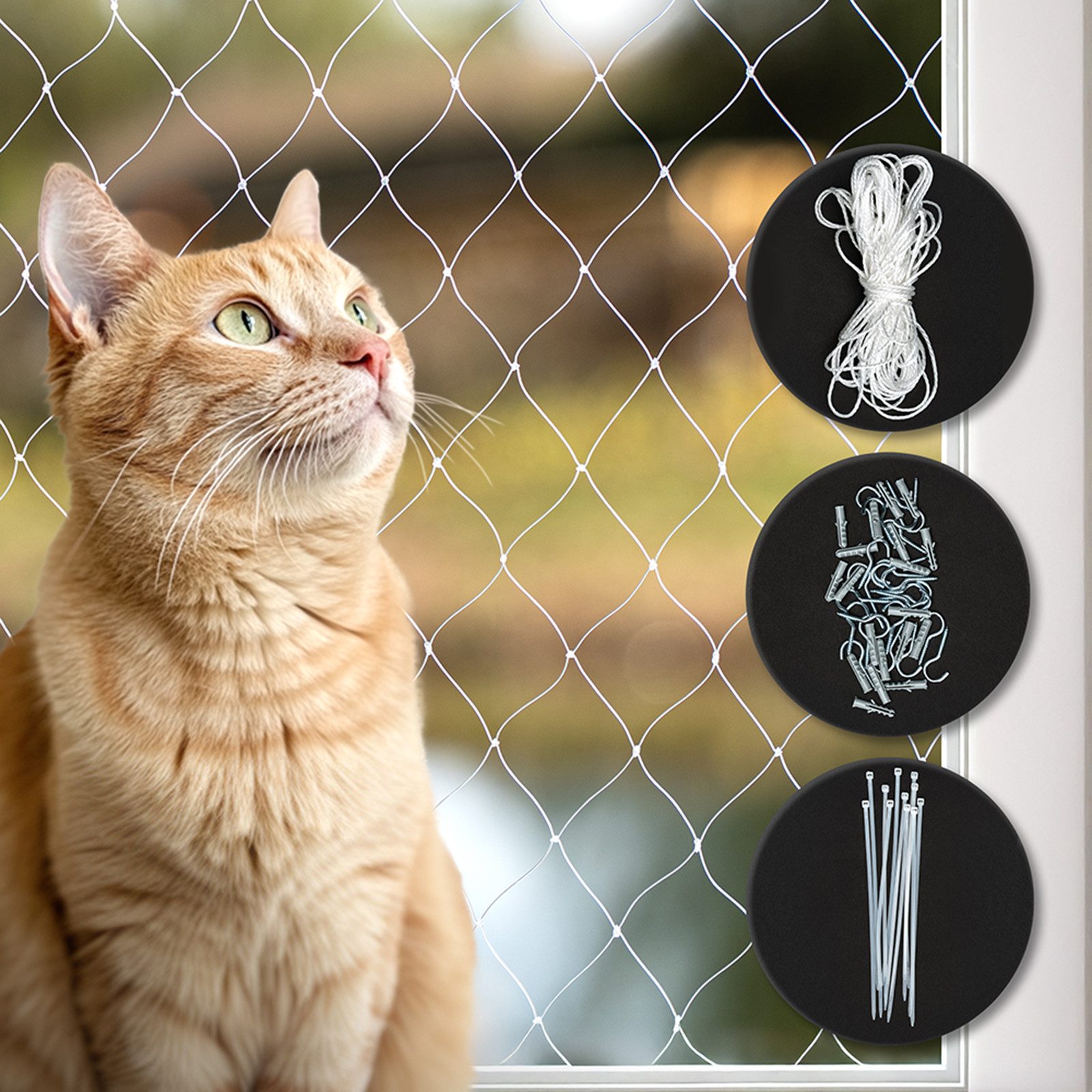 lionto Schutznetz lionto Balkonschutznetz inkl. Befestigungsset, 3x4 m, BxL: 4x3 m, mit Befestigungsmaterial, transparent, 3 x 4 Meter