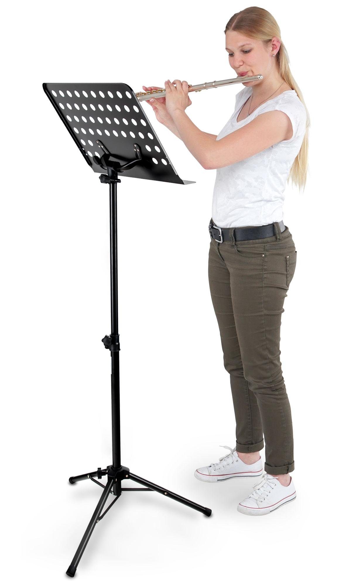 Classic Cantabile Notenpult Metall Orchesterpult Lochblech, Robuste, dreibeinige Rohrkonstruktion