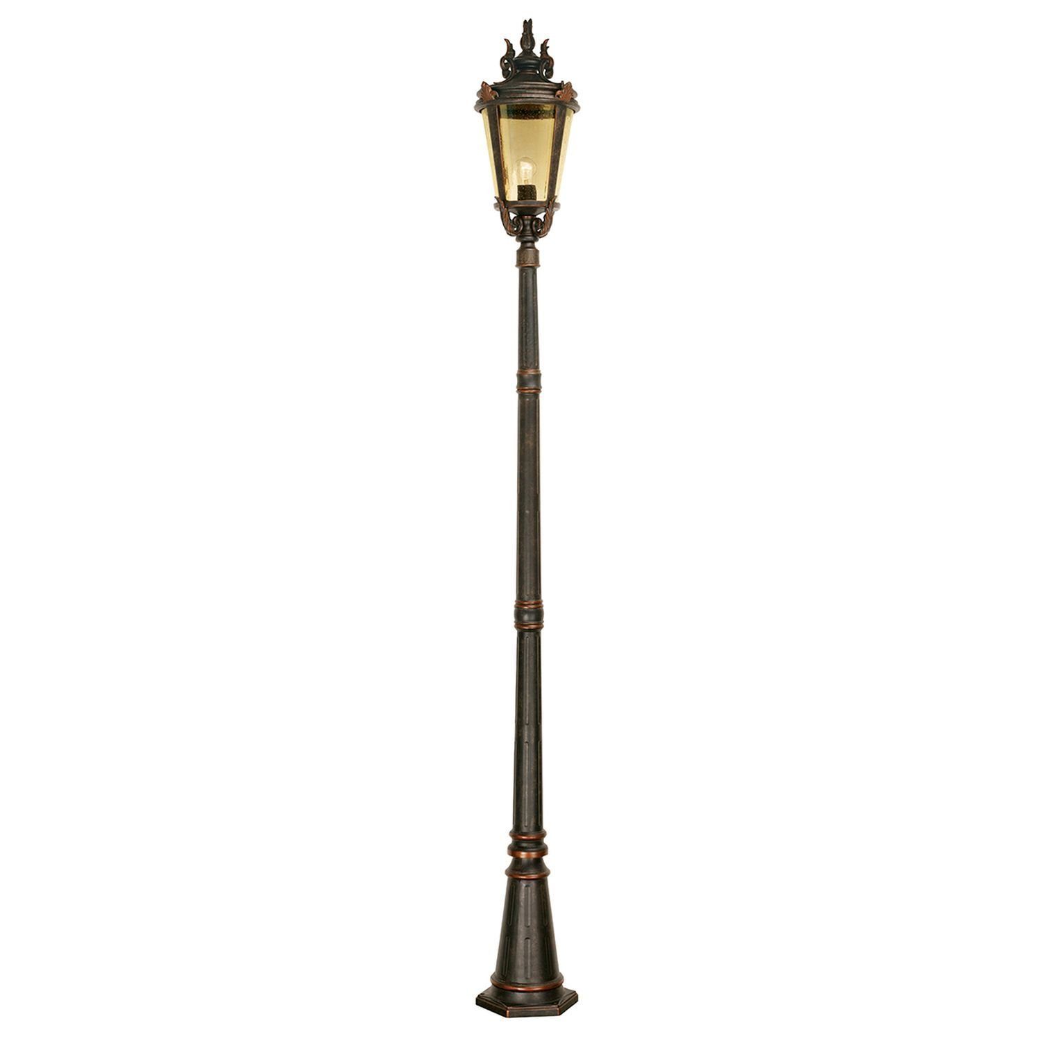 Hof 239 ohne Metall Licht-Erlebnisse Außen-Stehlampe BISHOP, Außenlampe Rustikal Bronze Leuchtmittel, E27 IP44 Garten cm Glas