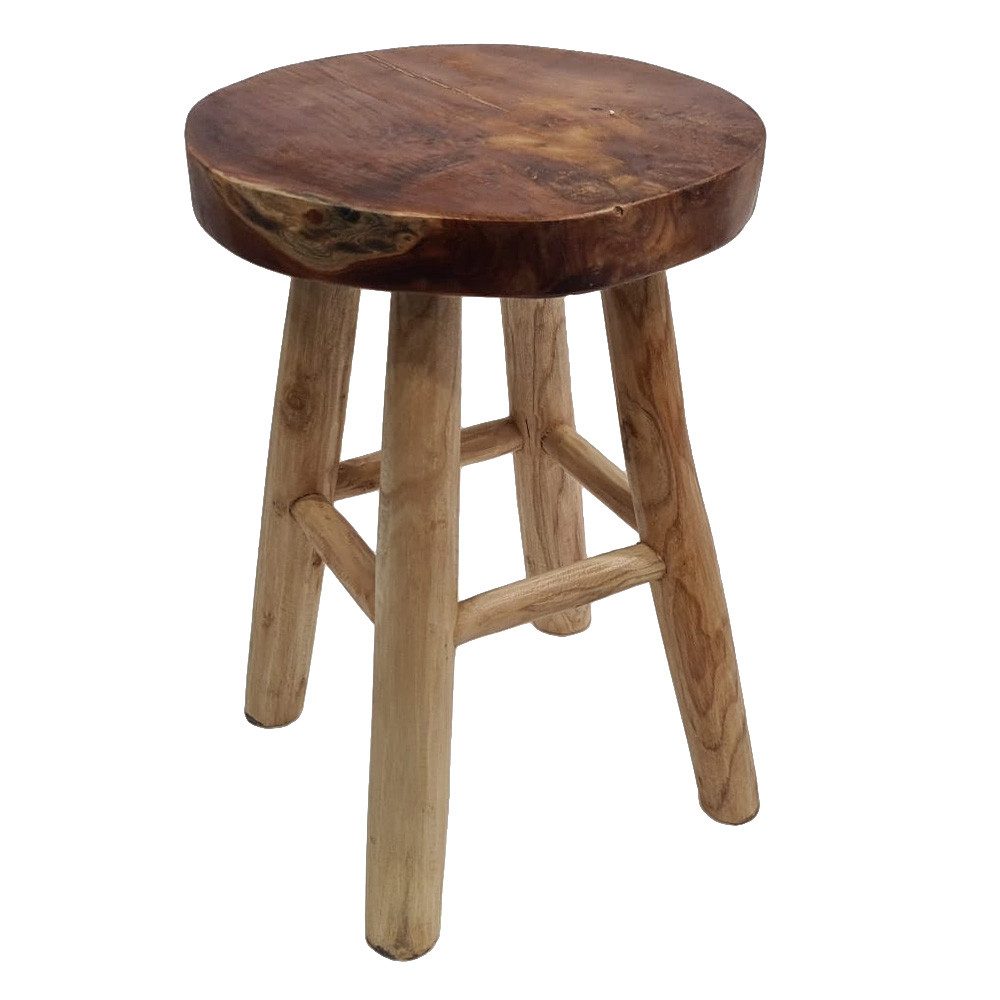 LebensWohnArt Sitzhocker Teak Hocker KANSAS Natural 45cm Beistelltisch Sitzhocker – Bild 4 von 5