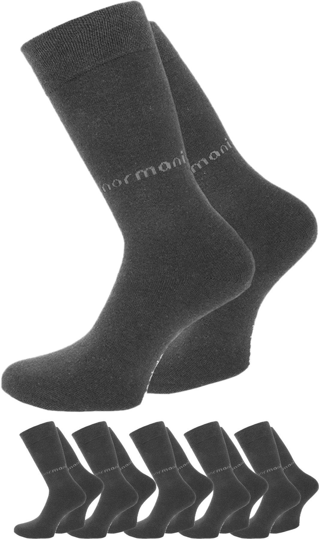 normani Basicsocken 6 Paar Herrensocken mit normani-Logo (6er-Set, 6 Paar) handgekettelte Fußspitze Anthrazit