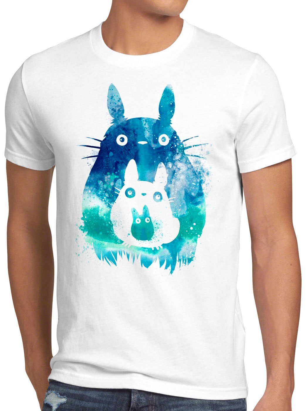 style3 Print-Shirt Herren T-Shirt Totoro mein neko tonari nachbar Wasserfarben no anime