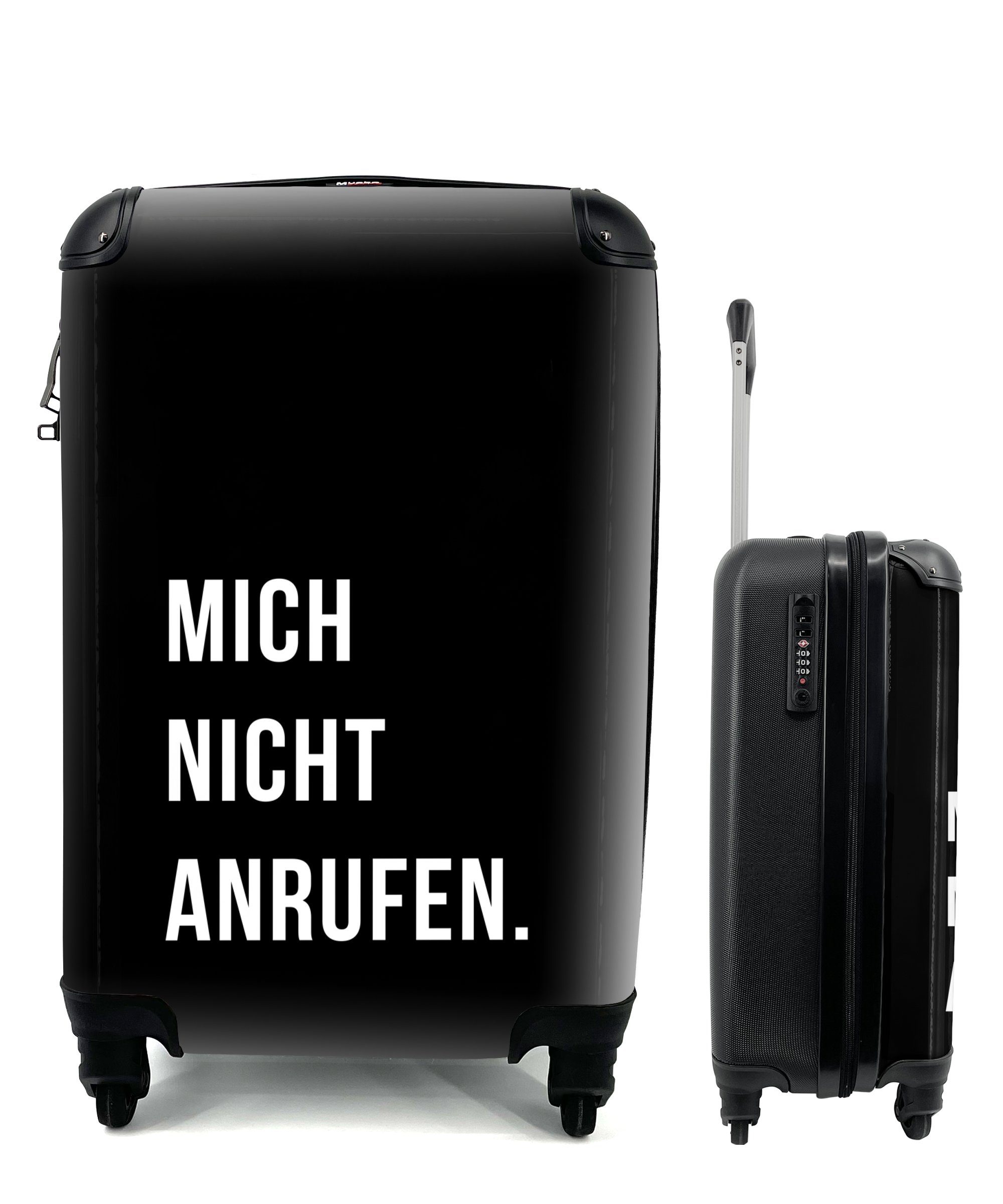 MuchoWow Handgepäckkoffer Ich rufe nicht an Schwarz Zitate, 4