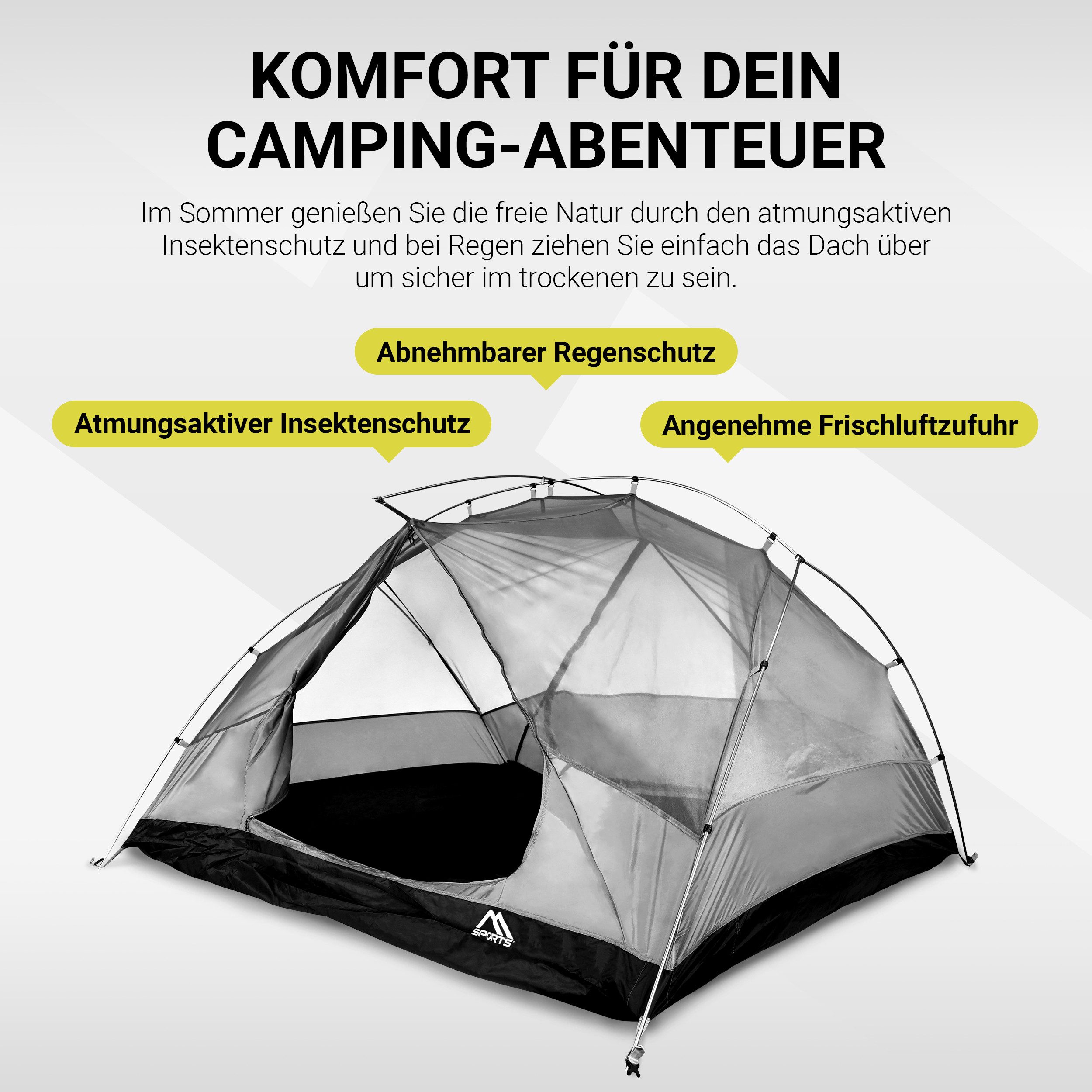 MSports® Igluzelt Campingzelt Ultraleicht Zelt für 3 Personen Würfelzelt Wasserdicht