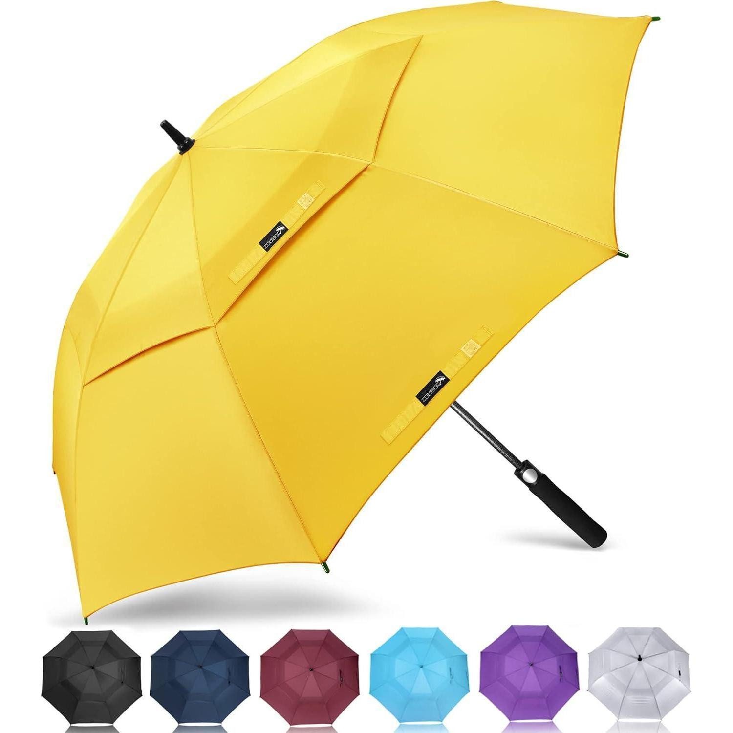 LuxusKollektion Golfregenschirm Regenschirm Groß Sturmfest Golf Herren Damen XL Gelb 172CM XXL