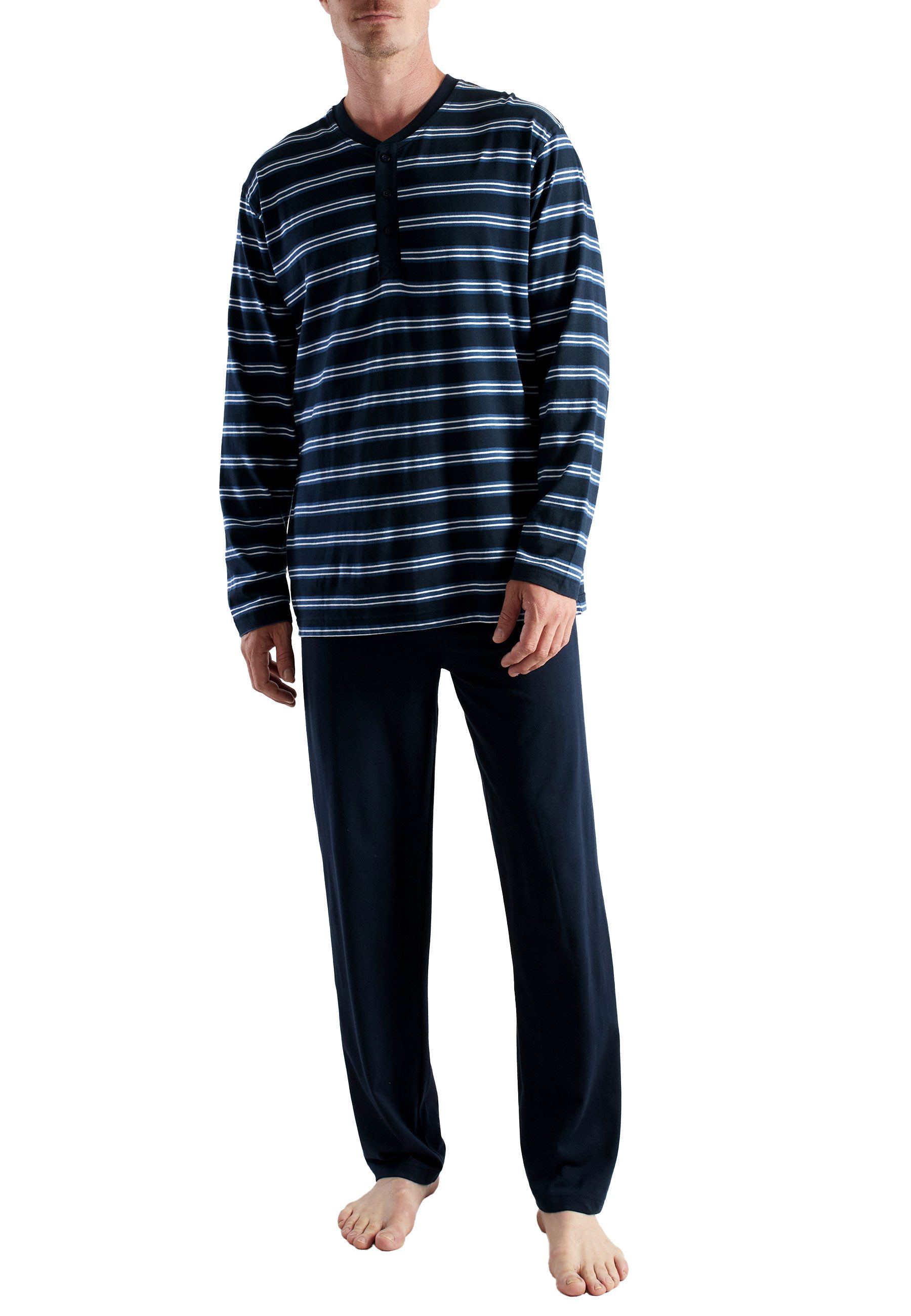 CECEBA Pyjama CECEBA Herren Pyjama blau quergestreift (1 tlg)