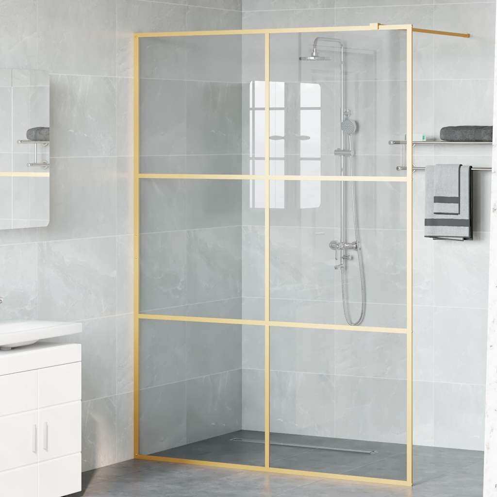 vidaXL Duschwand Walk-in Duschwand Gold 140 x 195 cm Gehärtetes Glas, (1 tlg) – Bild 3 von 5