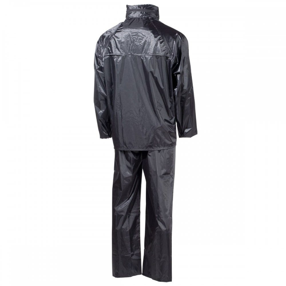 MFH Regenmantel Regenanzug, Polyester, schwarz - XL mit Kapuze