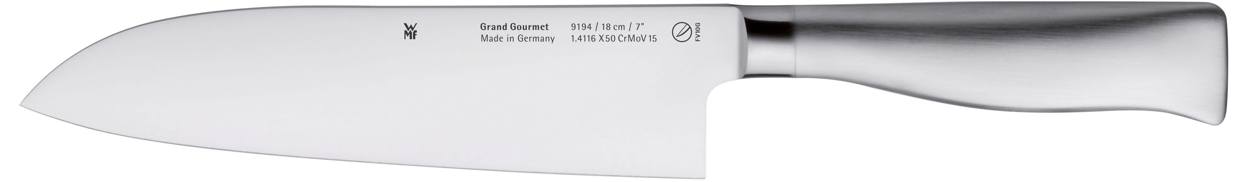 WMF Santokumesser Grand Gourmet, Performance Cut, fugenlos verarbeiteter Cromargan Edelstahl-Griff, Made in Germany