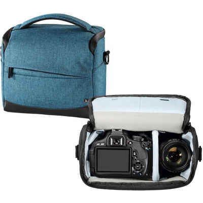 Hama Kameratasche Kamera-Tasche Trinidad 130 Foto-Tasche Universal Blau, Case Schultergurt Tragegriff Zubehör-Fächer Digitalkamera Systemkamera