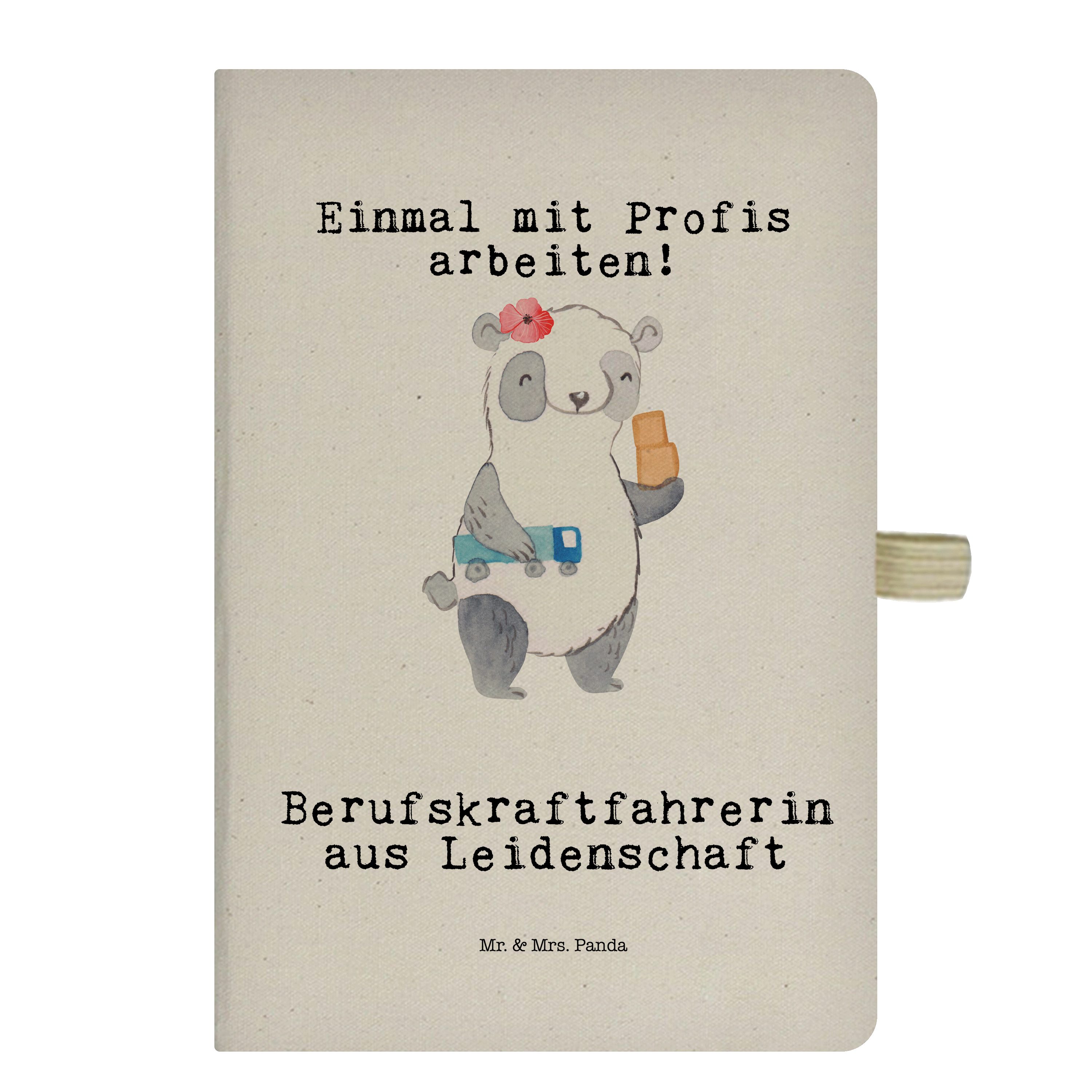 Mr. & Mrs. Panda Notizbuch Berufskraftfahrerin aus Leidenschaft - Transparent - Geschenk, Notize Mr. & Mrs. Panda