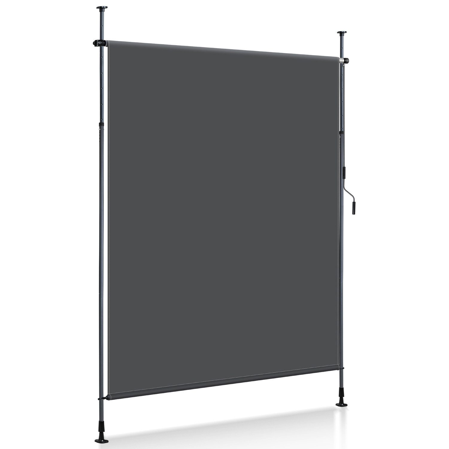 Clanmacy Senkrechtmarkise Klemmmarkise Außenrollo Balkon Sichtschutz Sonnenschutz mit Handkurbel ohne Bohren; mit Handkurbel; 120/150/200 x 270 cm