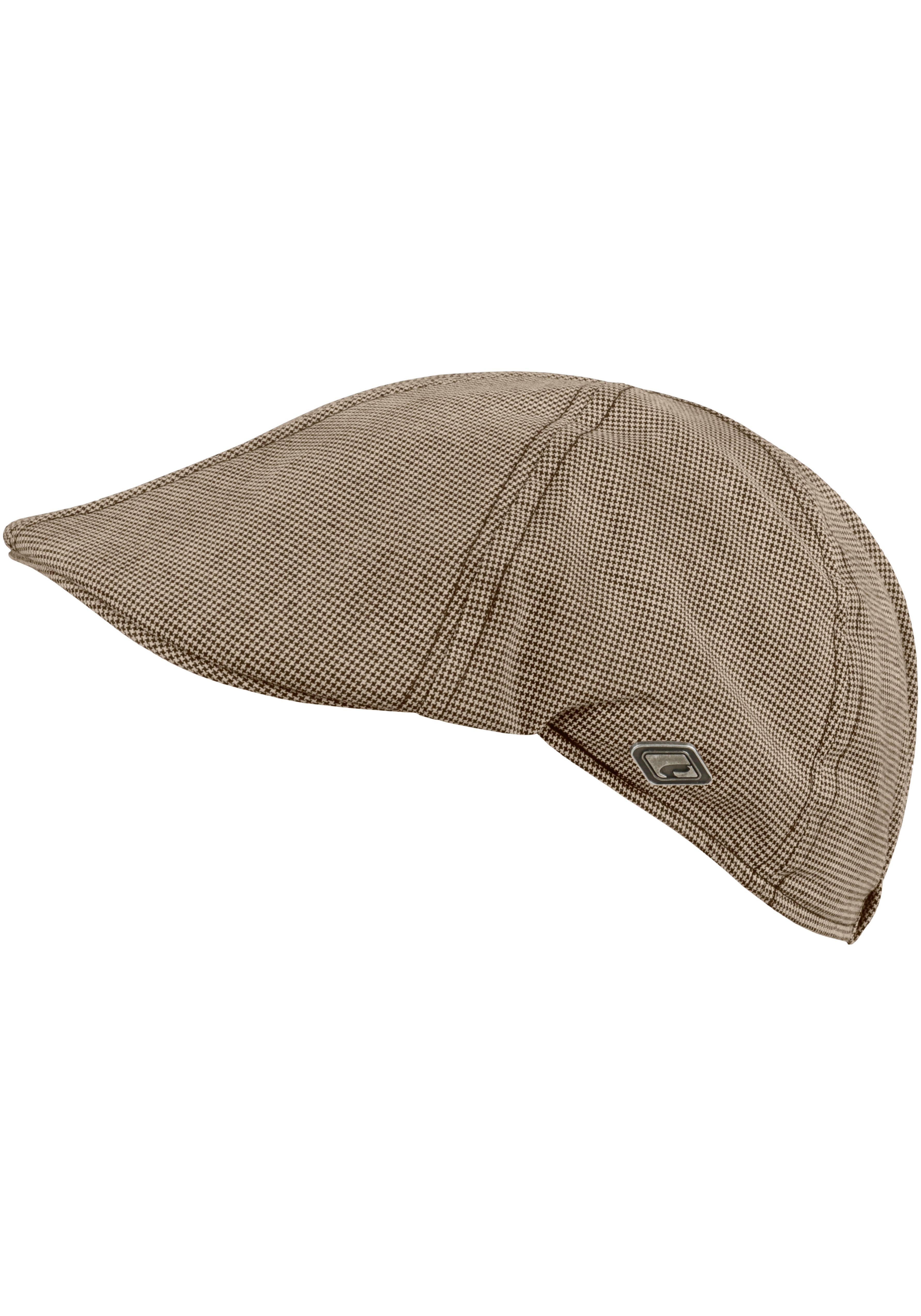 chillouts Schiebermütze Kyoto Hat Flat Cap mit feinem Karomuster beige