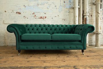 JVmoebel Chesterfield-Sofa Sofa 3 Sitzer Couch Chesterfield Polster Sitz Textil design Samt, Die Rückenlehne mit Knöpfen.