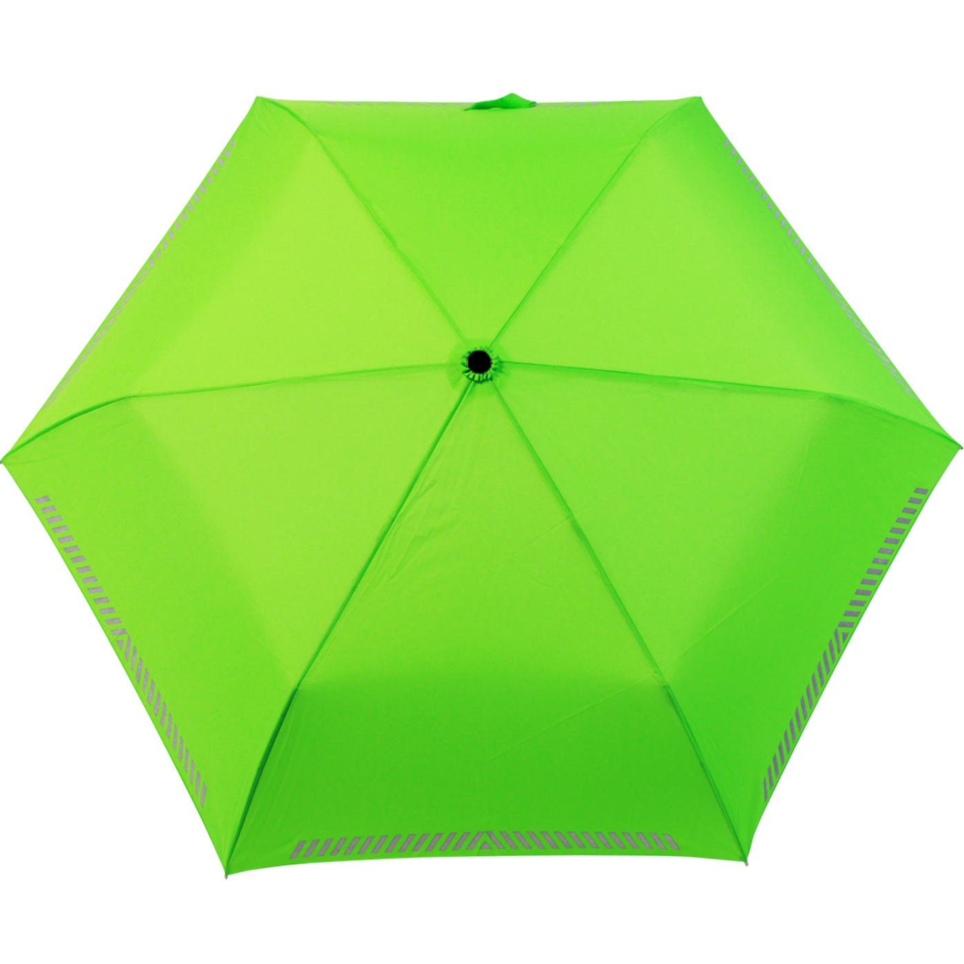 Reflex neon-grün Safety Kinderschirm leicht, Taschenregenschirm extra Mini iX-brella reflektierend