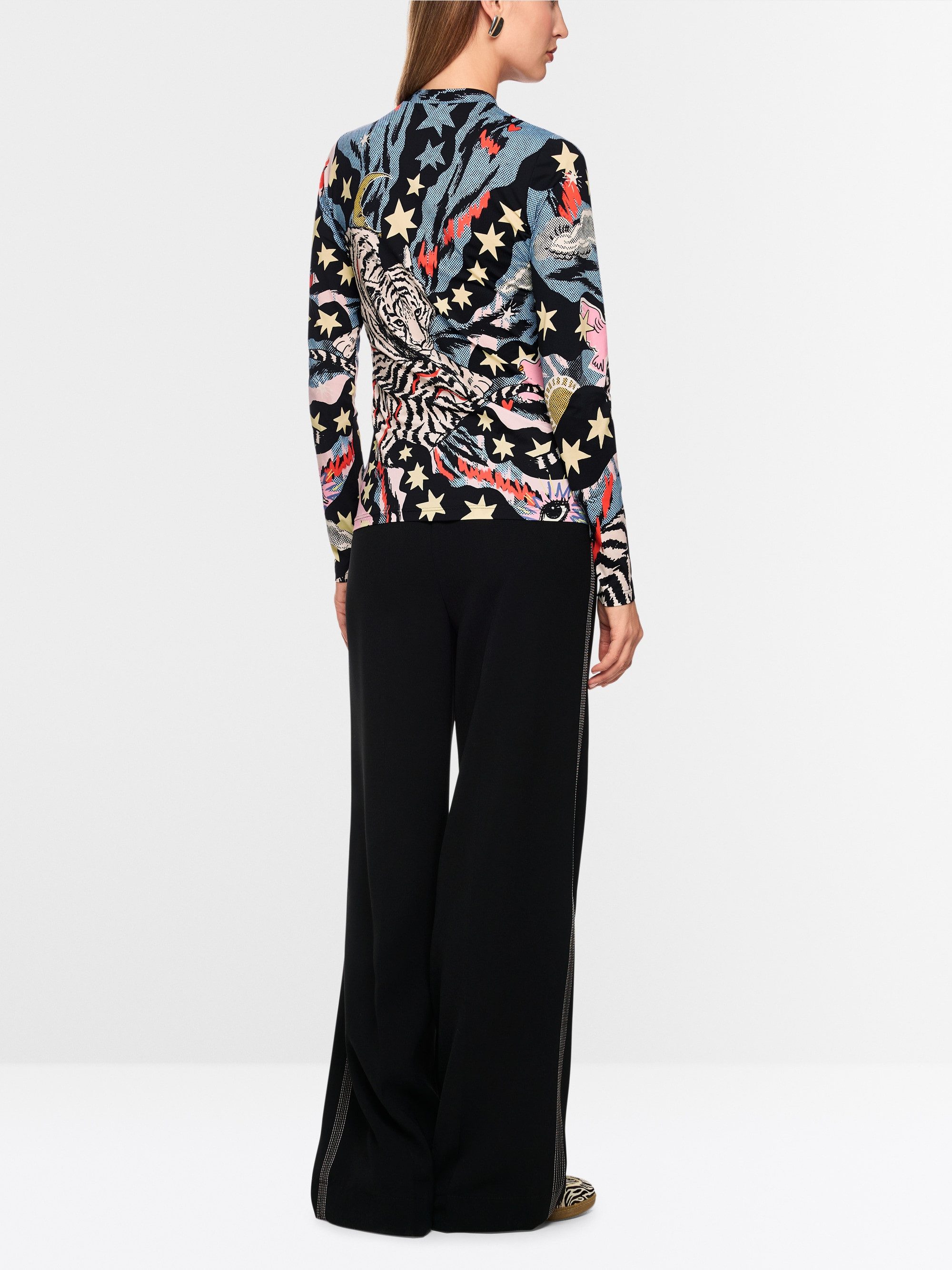 Marc Cain Kurzarmshirt Langarmshirt mit all-over Print - Regular Fit