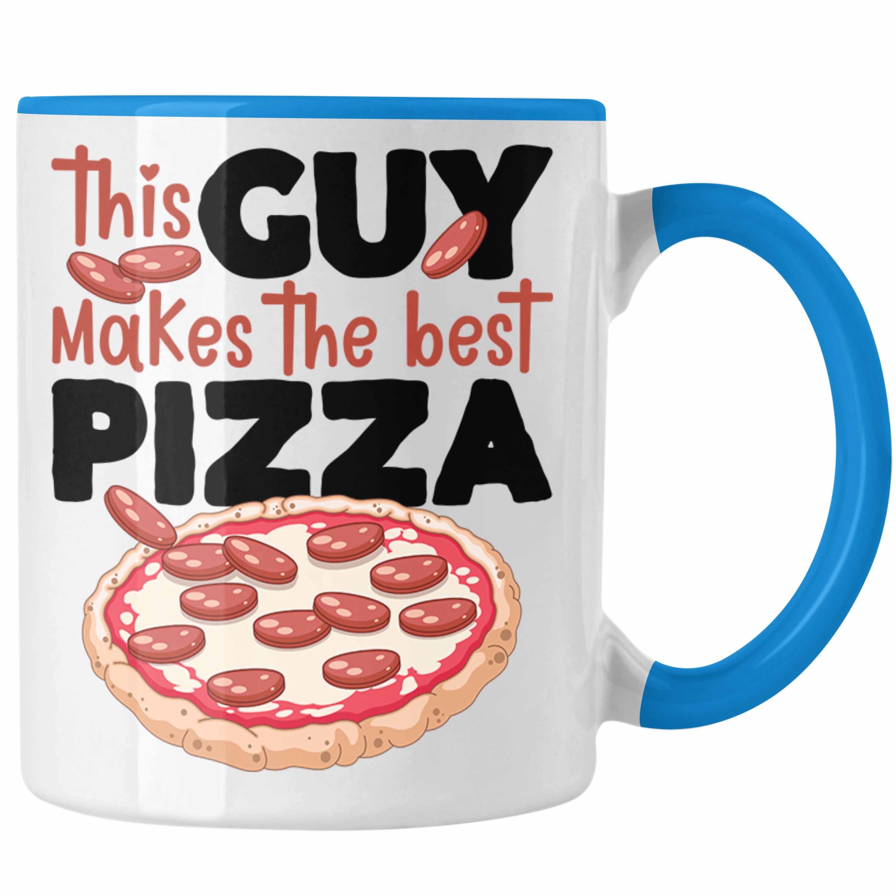 Trendation Tasse Pizzabäcker Tasse Geschenk Beste Pizza Geschenkidee Lustiger Spruch Blau