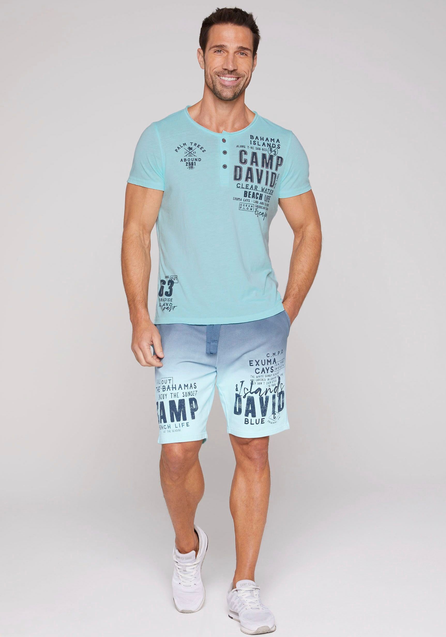 CAMP DAVID T-Shirt Kontrastnähten cool mit mint