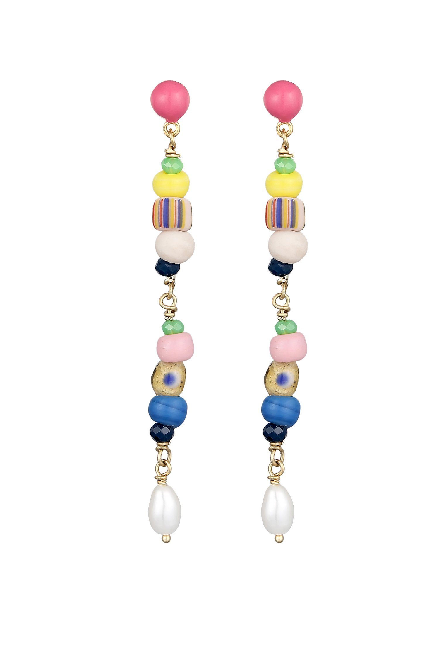 Elli Premium Perlenohrringe Süßwasserzuchtperle Glas Bead Emaille 925 Silber