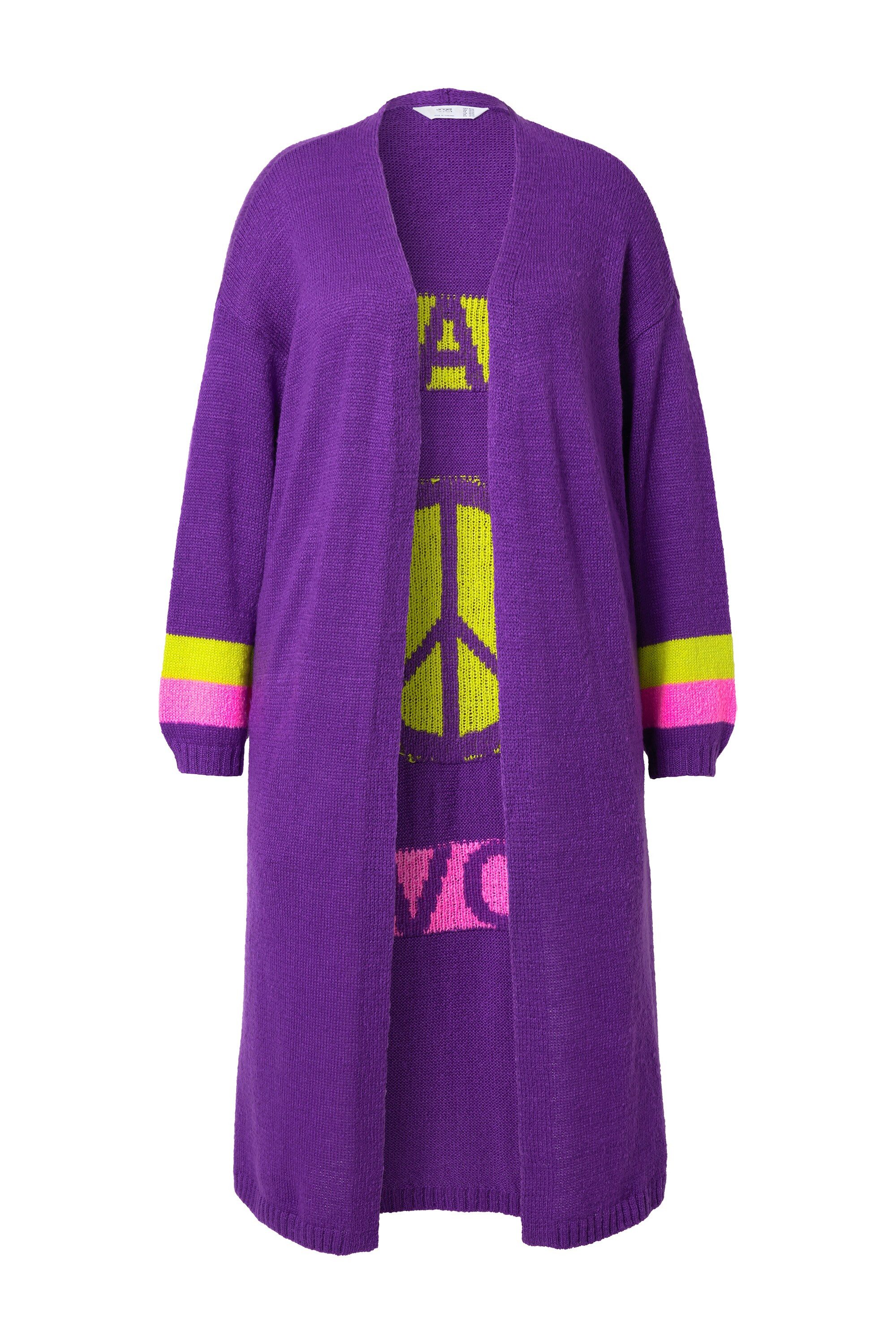 Angel of Style Cardigan Long-Strickjacke Rücken Peace-Motiv offene Form günstig online kaufen