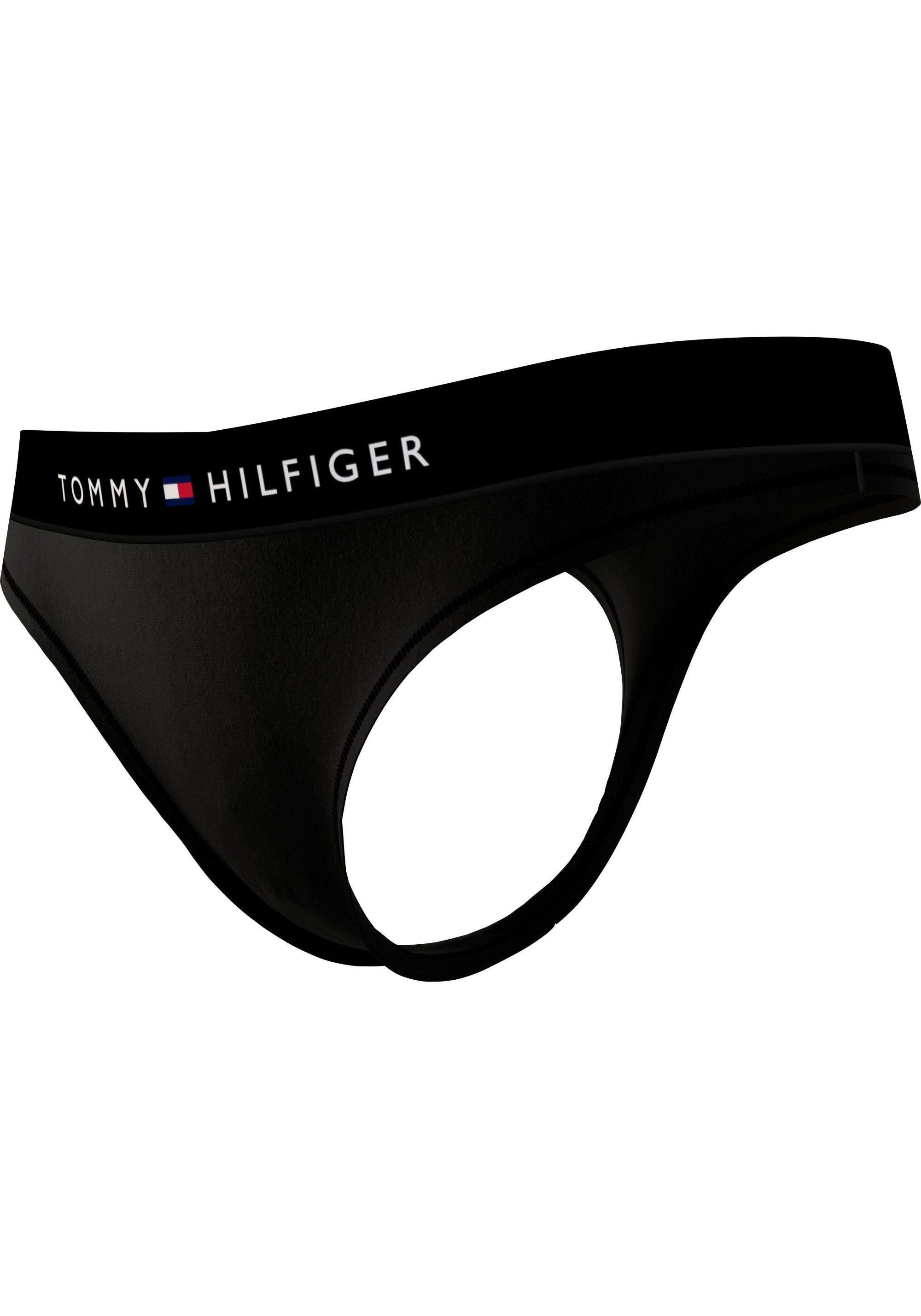 Slip Hilfiger Underwear Tommy Black Markenlabel THONG Hilfiger mit Tommy