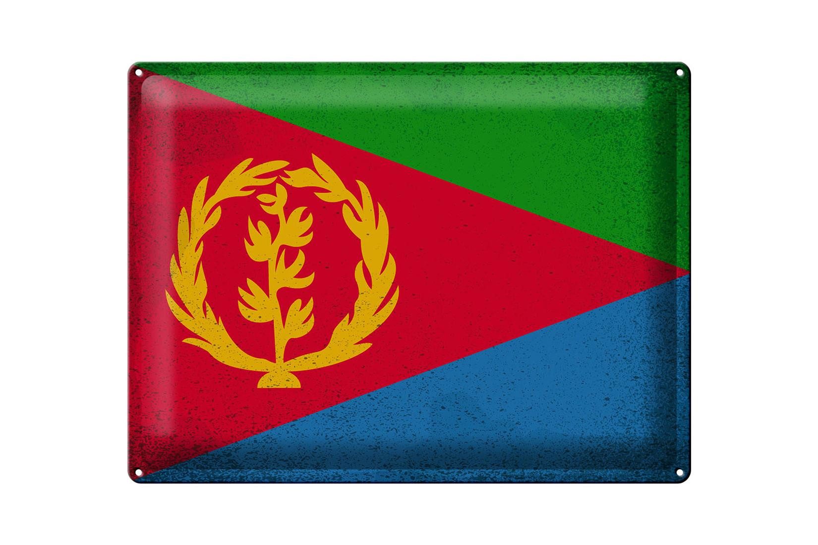 Metallschild Flagge Eritrea 40x30cm Flag of Eritrea Vintage