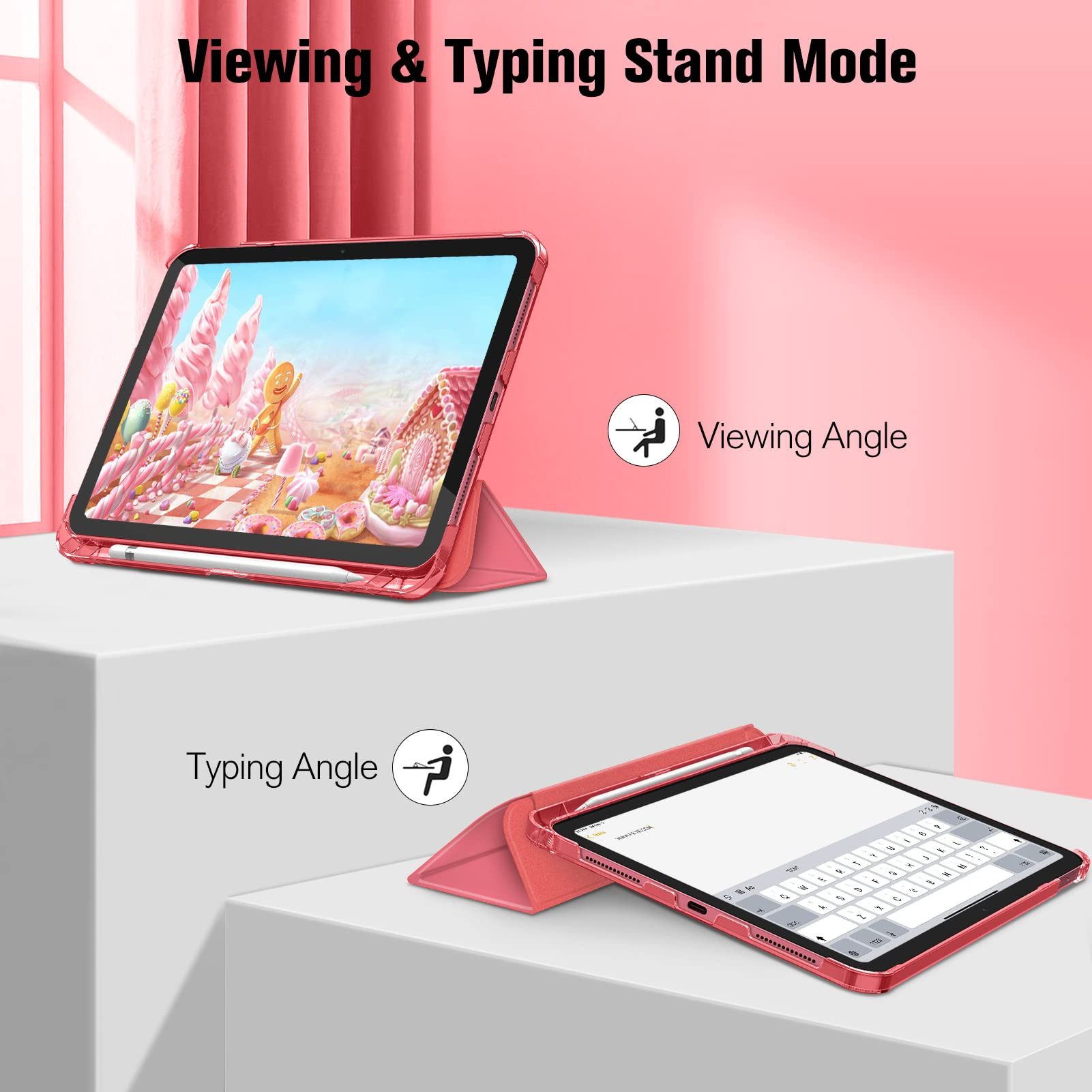 Fintie Tablet-Hülle für iPad 11 Generation 11'' 2025 (A16), iPad 10 Generation 10.9'' 2022, mit Schutzfolie, matt durchsichtige Rückseite Case mit Stifthalter – Bild 3 von 5