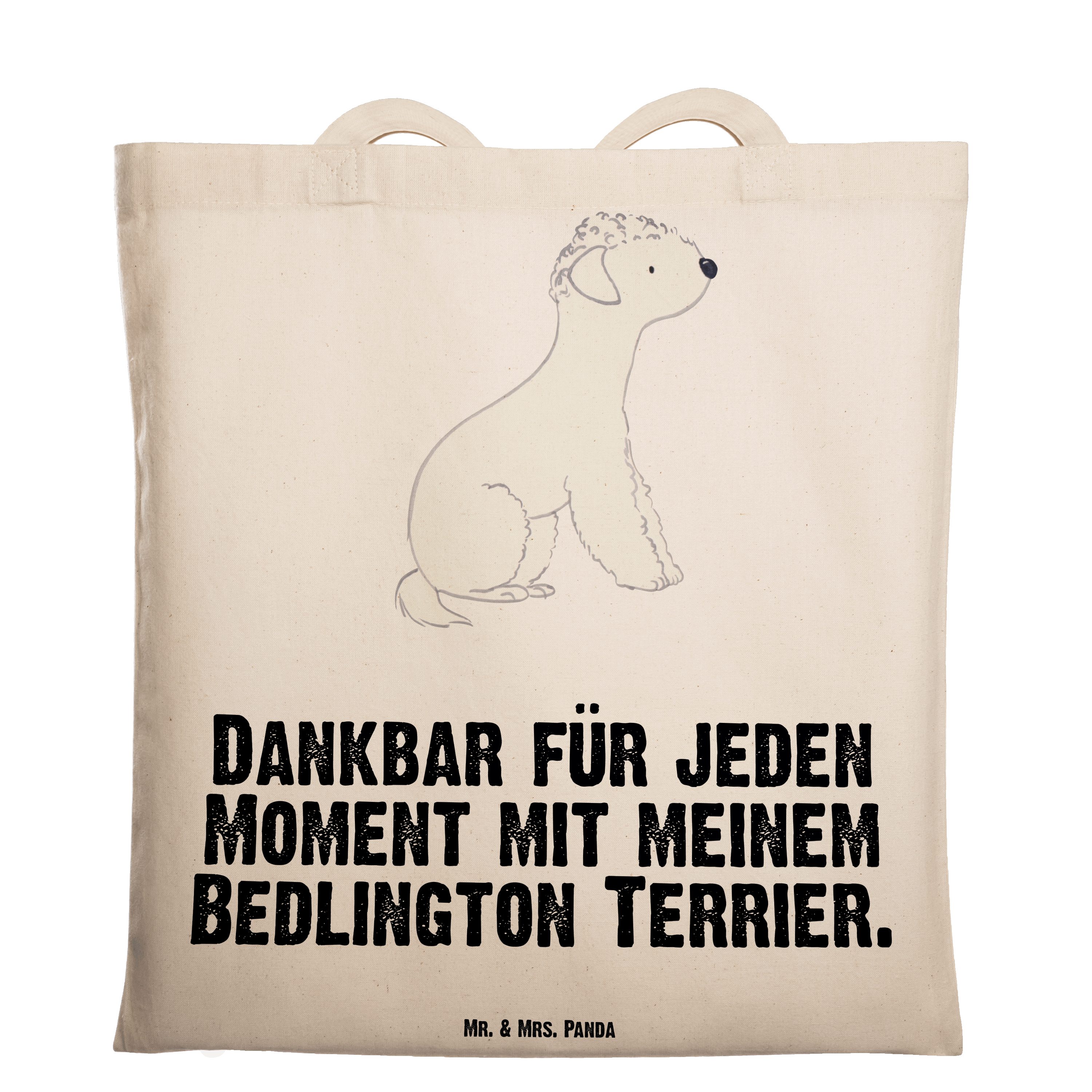 Mr. & Mrs. Panda Tragetasche Bedlington Terrier Moment - Transparent - Geschenk, Welpe, Tierfreund (1-tlg)