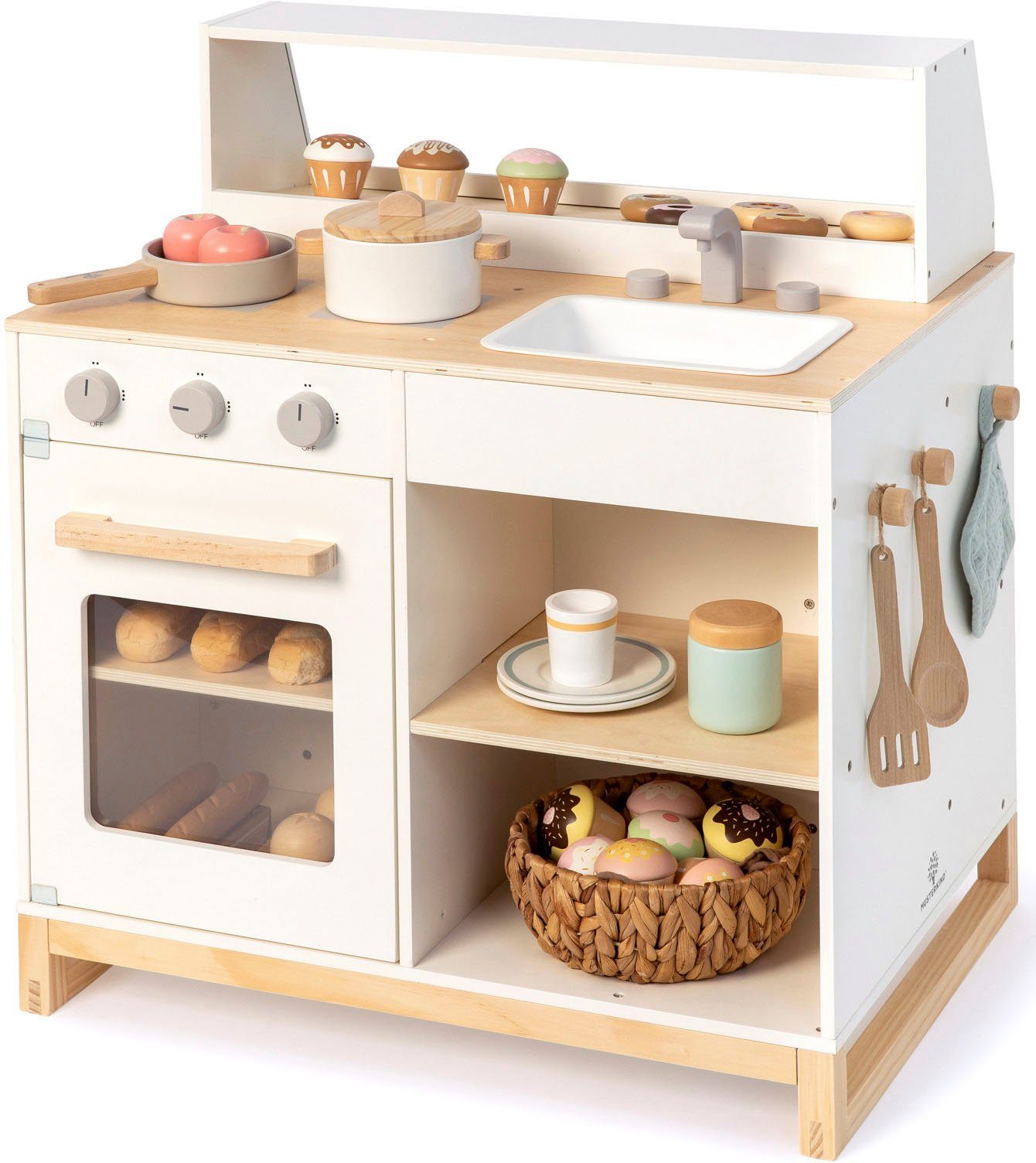 MUSTERKIND® Spielküche Prunus, weiß/natur Holz, FSC® - schützt Wald günstig online kaufen