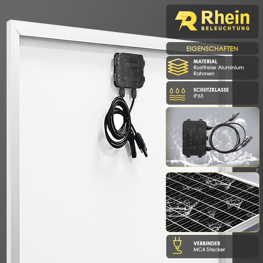 Rhein Beleuchtung Solarmodul 120W 12V Solaranlage Set Wohnmobil Garten Inselanlage, 120 W, Monokristallin, (Set, 3-St., Inkl. 40A MPPT-Regler & 3 m Solarkabel – ideal für Dachmontage), Mono Solarpanel mit Half-Cut-Technologie & IP65 Anschlussdose