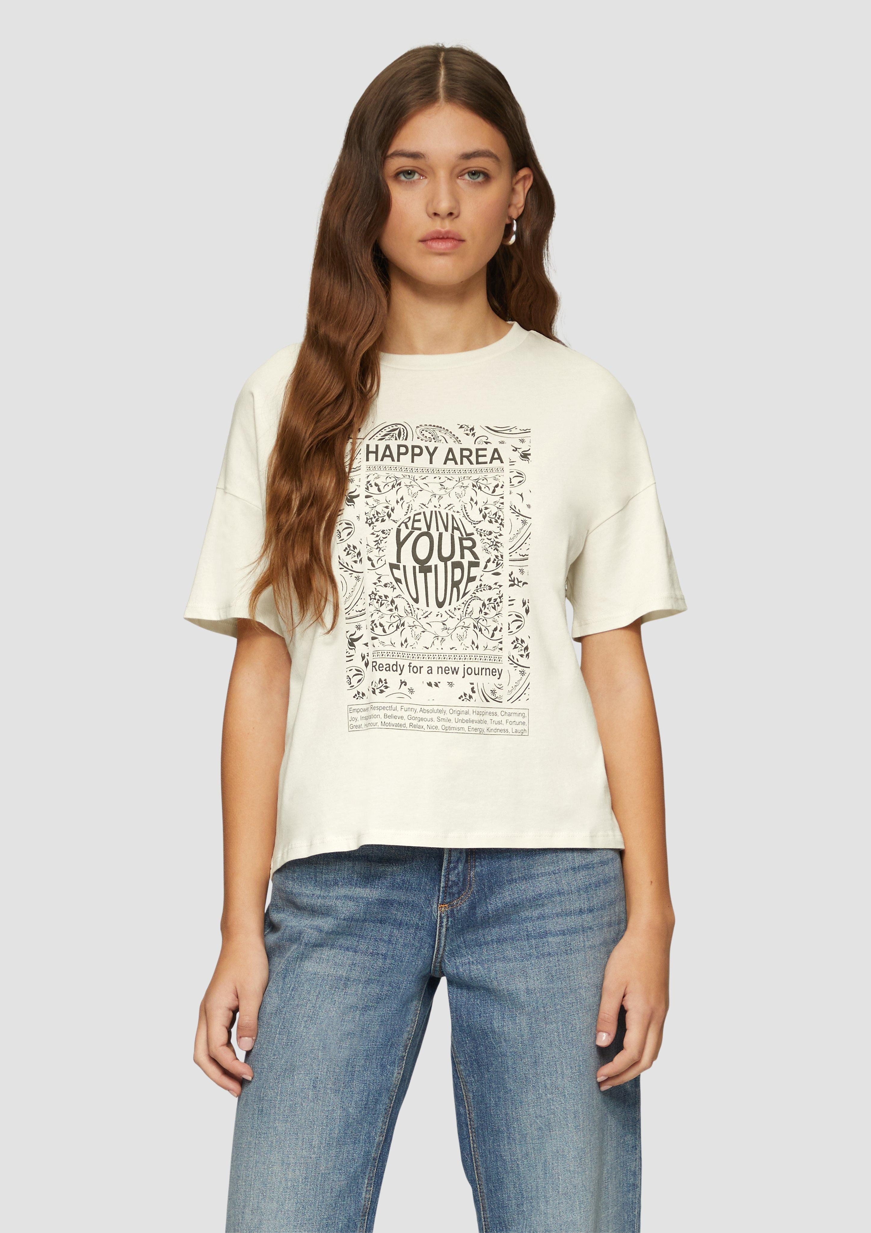 Kurzarmshirt Loose Fit-Shirt mit platziertem Print