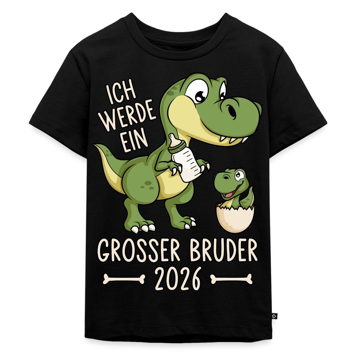 T-Shirt Großer Bruder 2026 Ei Baby Dino Dinosaurier Kinder Premium T-Shirt
