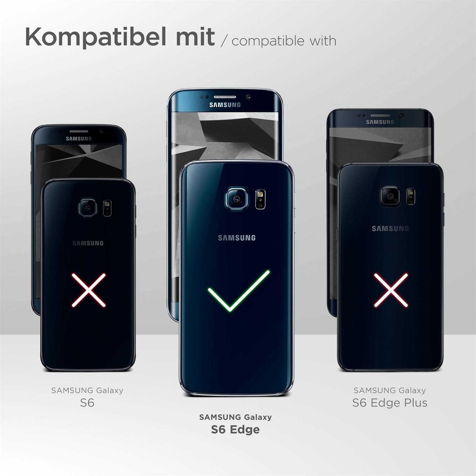 ONEFLOW Handyhülle für Samsung Galaxy S6 Edge Hülle Komplett Schutz Touch Case 5,1 Zoll, 360 Grad Schutzhülle Transparent Rundumschutz Durchsichtig Beidseitig
