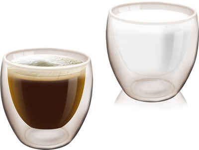 HAC24 Becher »2er Set Doppelwandiges Trinkglas Thermo Glas Kaffeetassen«, Kunststoff, je 180 ml