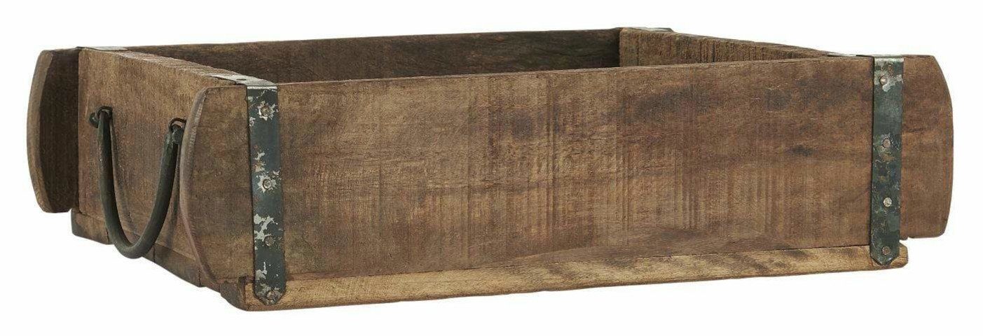 Ib Laursen Holzkiste mit Henkeln Unika, 25 x 30 cm, mit Metallgriffen