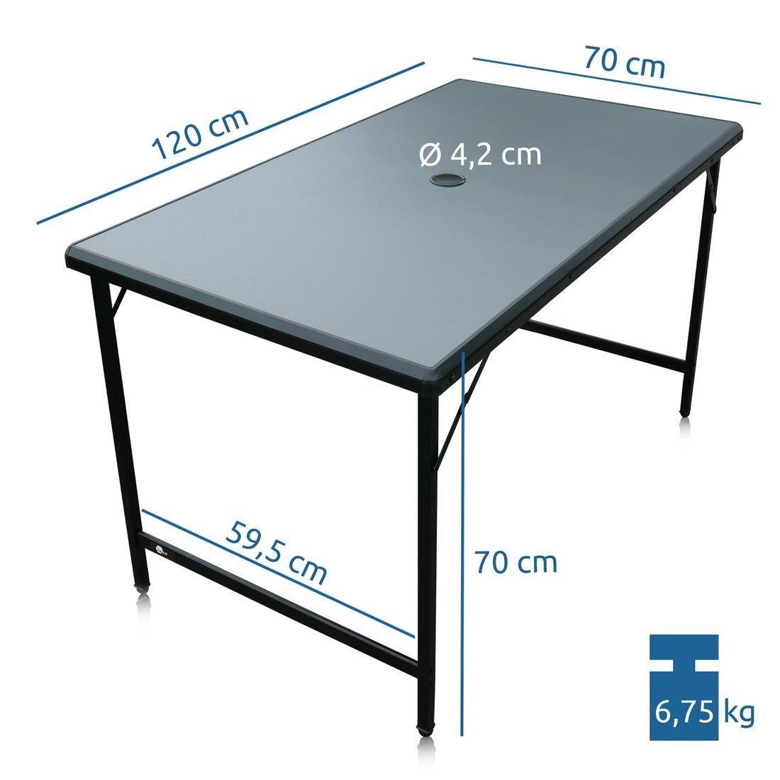 120x70 yourGEAR Klapptisch yourGEAR Campingtisch Gartentisch Tivoli - Campingtisch cm XL