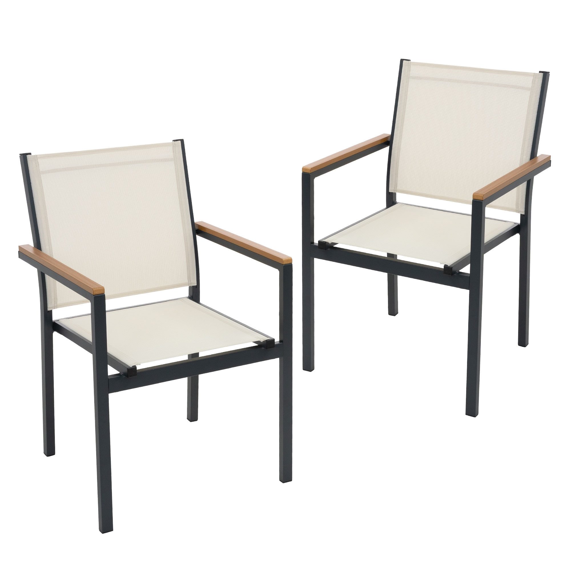 ML-DESIGN Gartenstuhl Terrassenstühle mit Aluminiumgestell Balkonstuhl wetterfest stapelbar (2 St), 2er Set Sessel mit Armlehnen-Holzoptik für Garten Balkon Terrasse