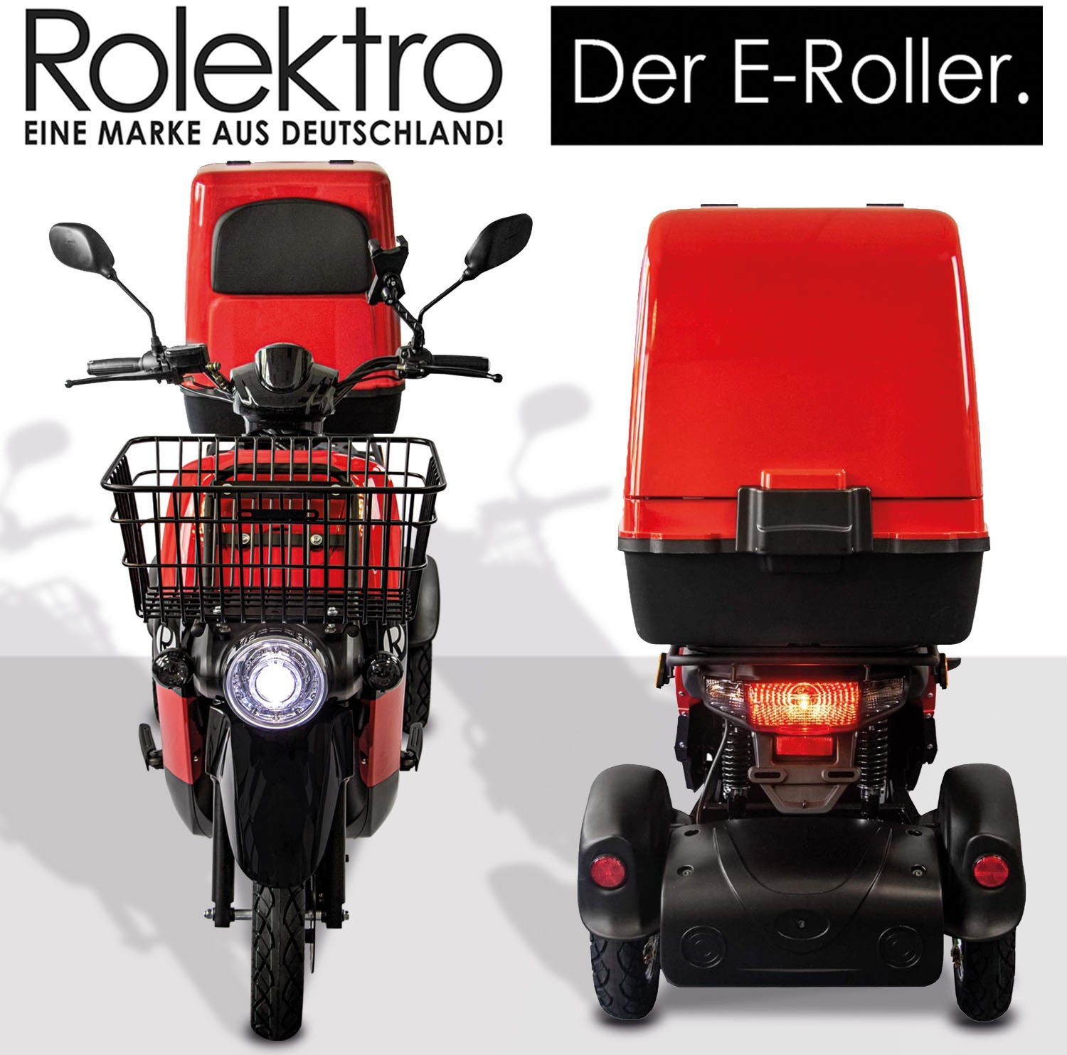 Elektromobil XXL-Koffer, mit Topcase) V.3 25 (mit W, Lithium E-Carrier Rolektro 1000 Rolektro km/h, 25