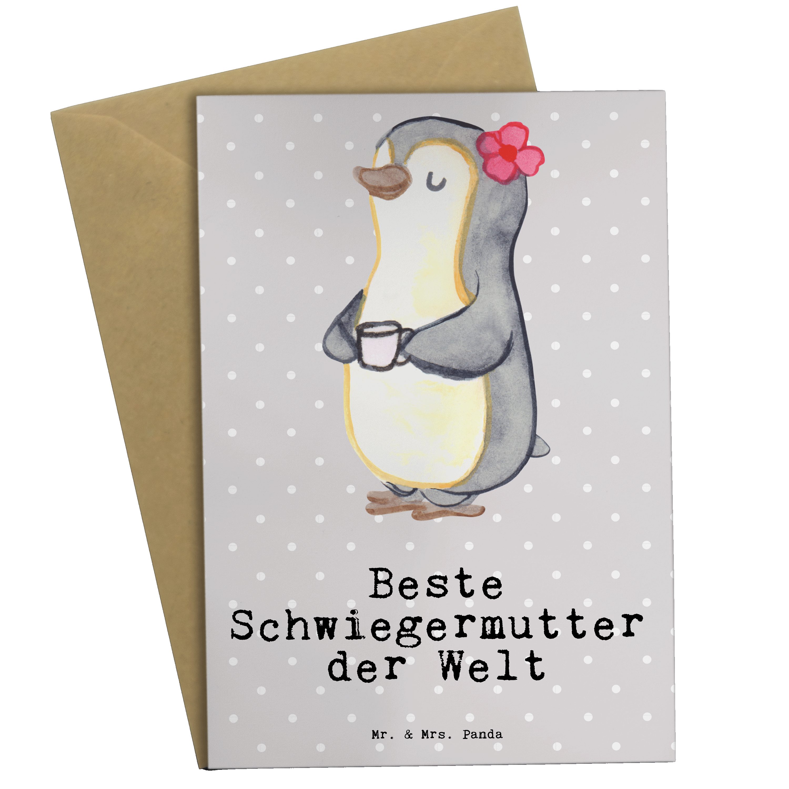 Panda Schwiegermutter Beste Mr. der Pinguin - Kla & Pastell Mrs. Geschenk, Grau Grußkarte - Welt