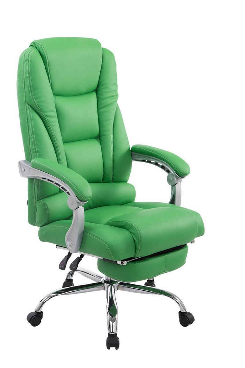 TPFLiving Bürostuhl Pacira mit bequemer Rückenlehne - höhenverstellbar und 360° drehbar (Schreibtischstuhl, Drehstuhl, Chefsessel, Bürostuhl XXL), Gestell: Metall chrom - Sitzfläche: Kunstleder grün